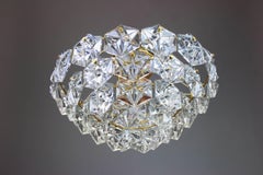 Stunning Flush Mount, Brass and Crystal Glass by Kinkeldey, Germany, 1970s