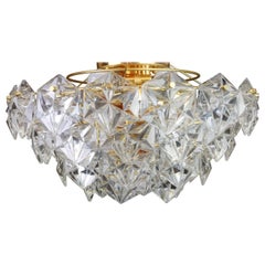 Stunning Flush Mount, Brass and Crystal Glass by Kinkeldey, Germany, 1970s