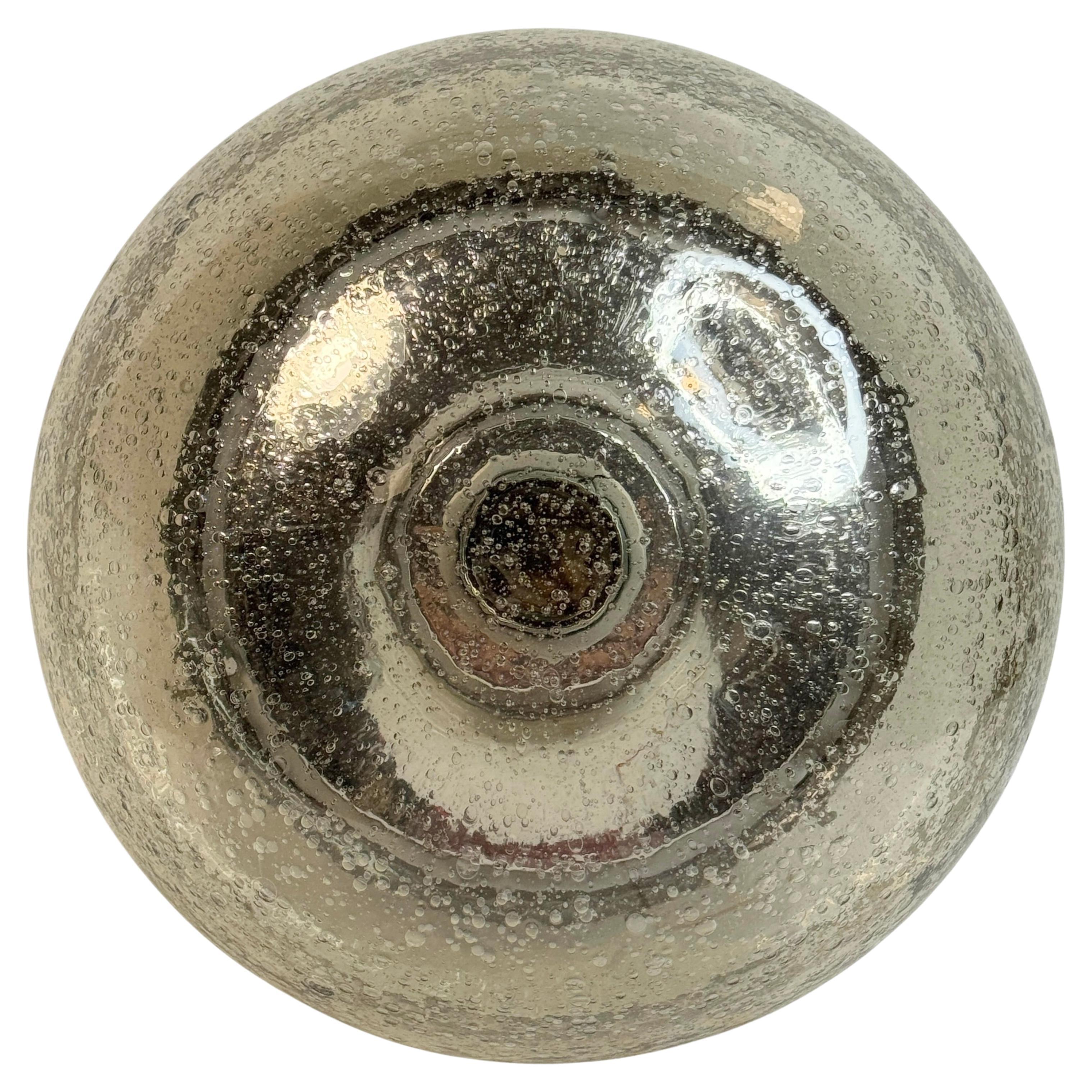 Stunning Flush Mount Grey Smoked Air Bubble Glass by Limburg, 1970s