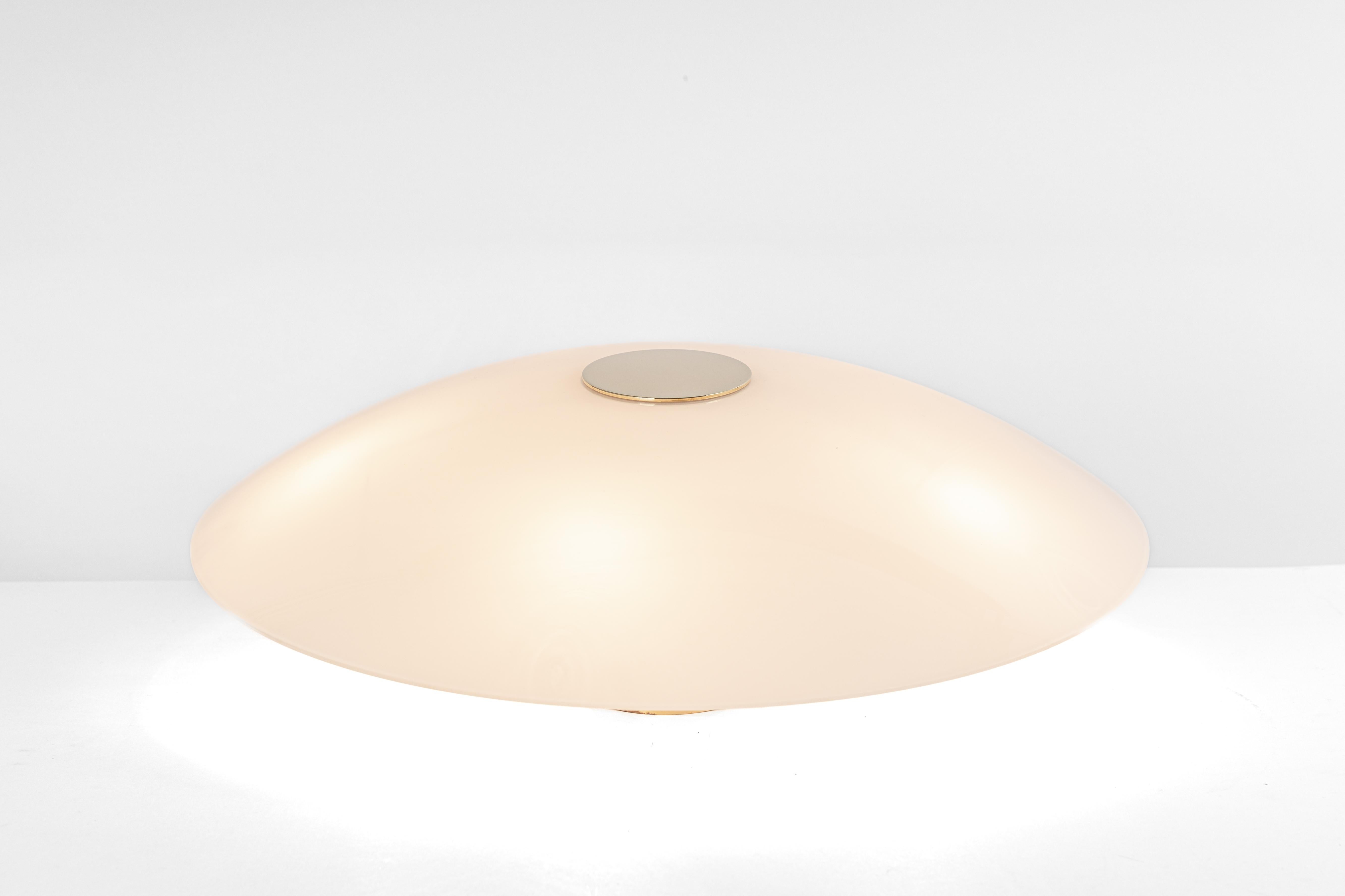 Stunning Flush Mount Light Opal Glass and Brass by Florian Schulz, Germany For Sale 2
