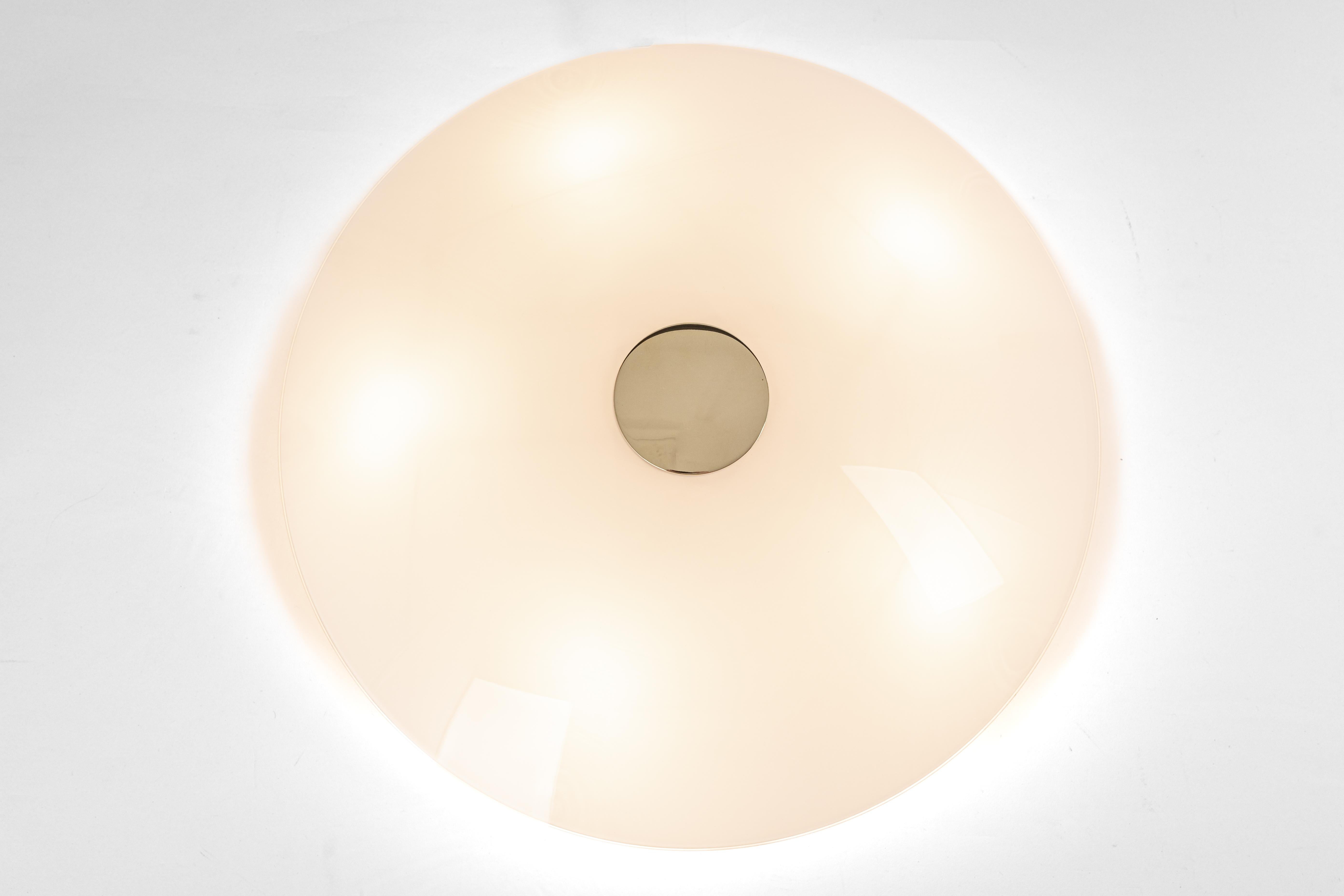 Stunning Flush Mount Light Opal Glass and Brass by Florian Schulz, Germany For Sale 4