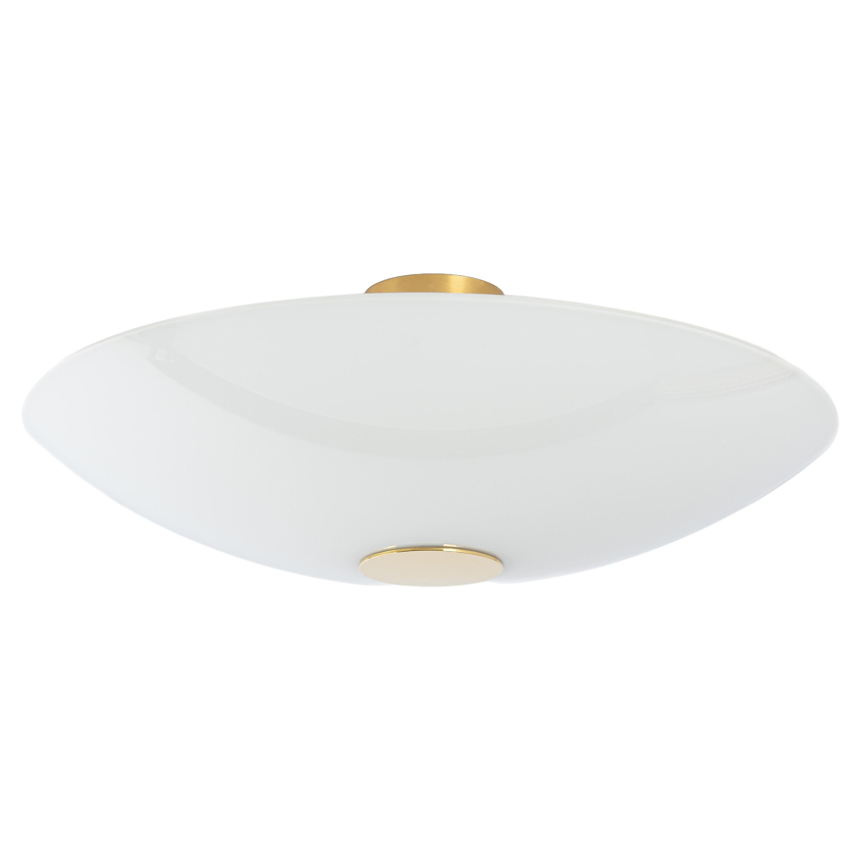 Stunning Flush Mount Light Opal Glass and Brass by Florian Schulz, Germany For Sale