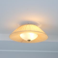 Stunning Flushmount in Glass, Silk & Brass, Attr. Gunnel Nyman, Idman 1950s