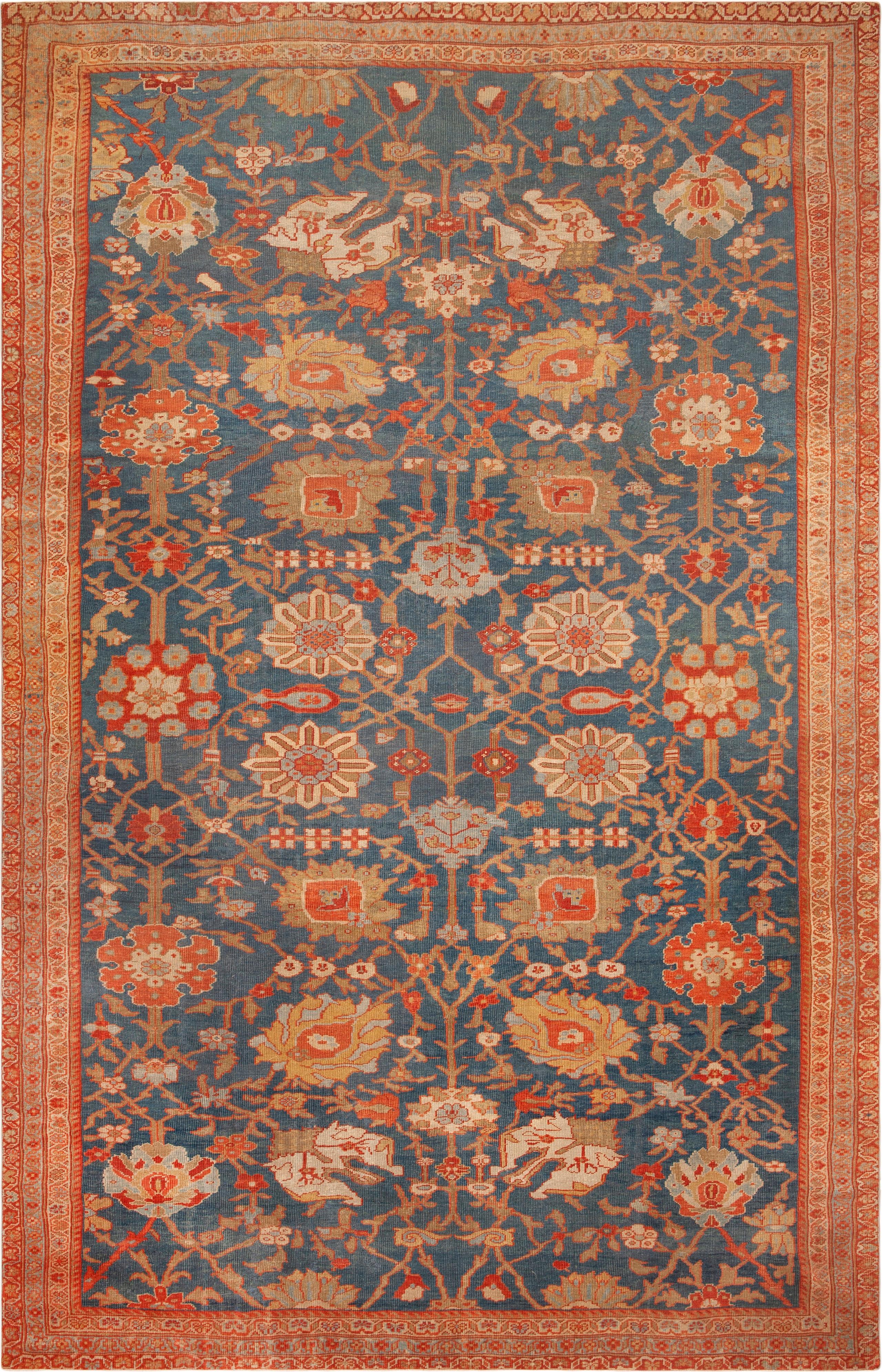 Nazmiyal Collection Stunning Focal Piece Antique Persian Sultanabad Rug 9' x 14' In Good Condition For Sale In New York, NY