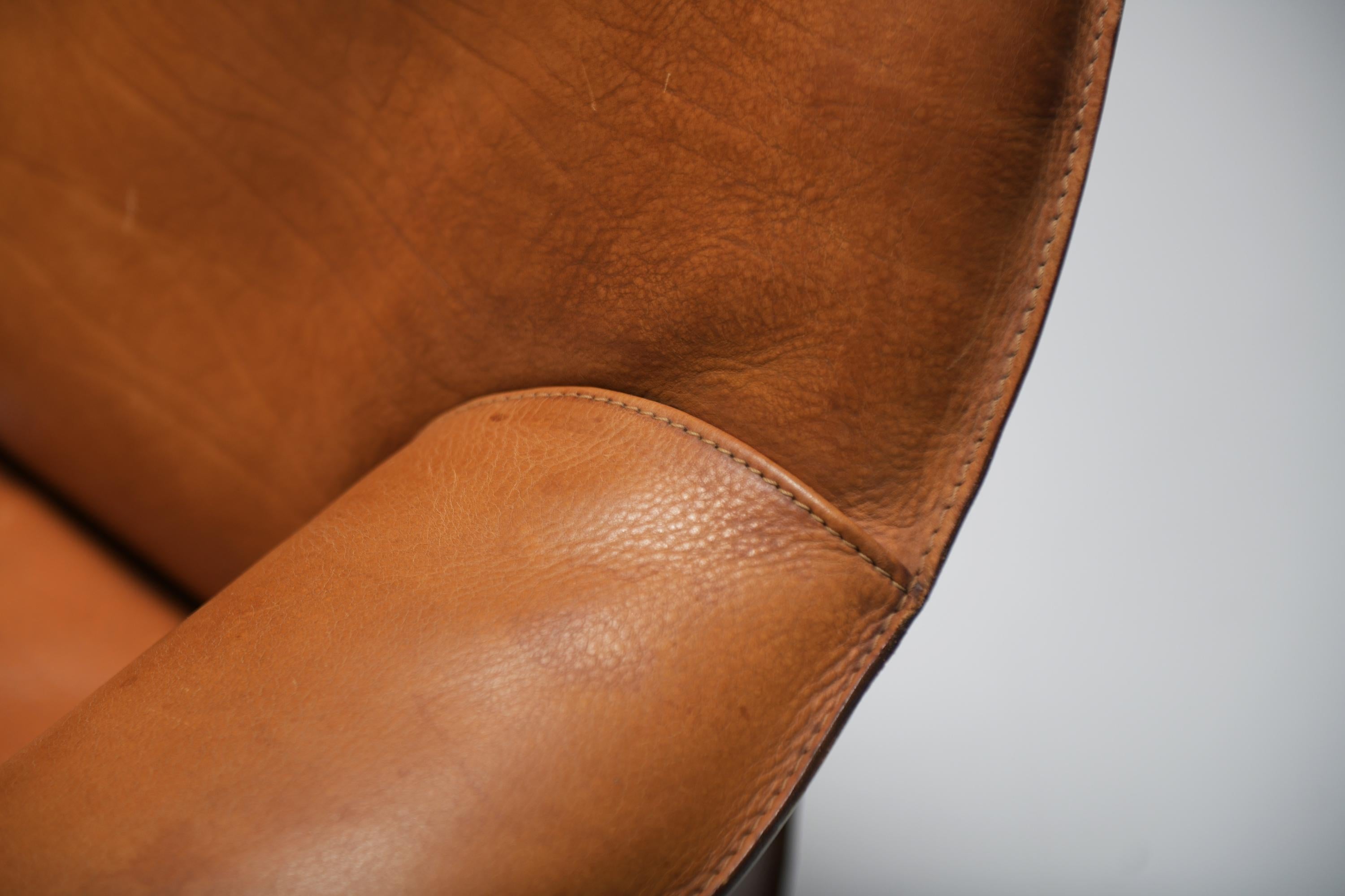 Splendida sedia Cab 415 in pelle naturale cognac - Mario Bellini - Cassina Italy in vendita 5