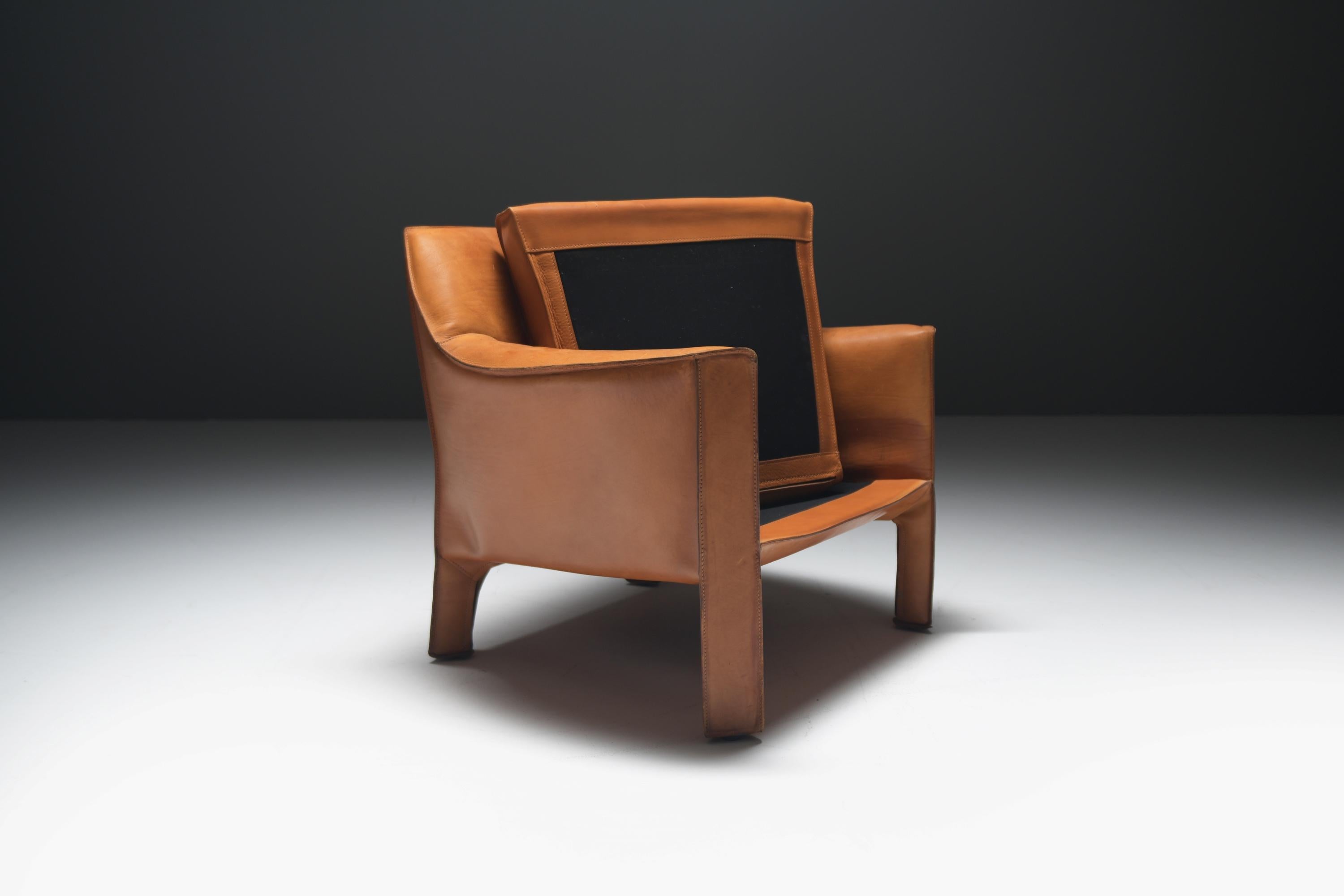 Splendida sedia Cab 415 in pelle naturale cognac - Mario Bellini - Cassina Italy in vendita 6