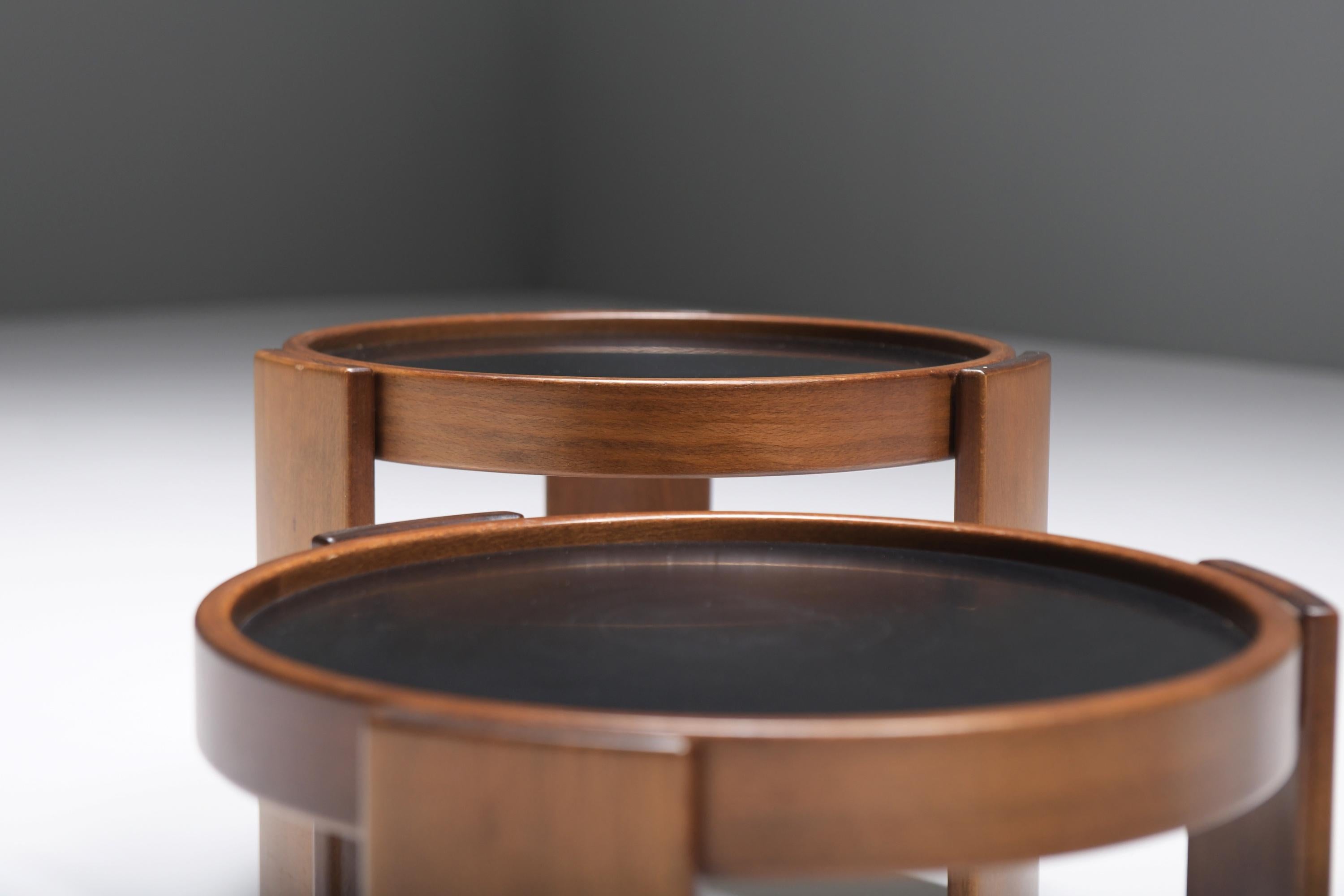 Wood Stunning Nesting tables 780 in walnut by Gianfranco Frattini for Cassina