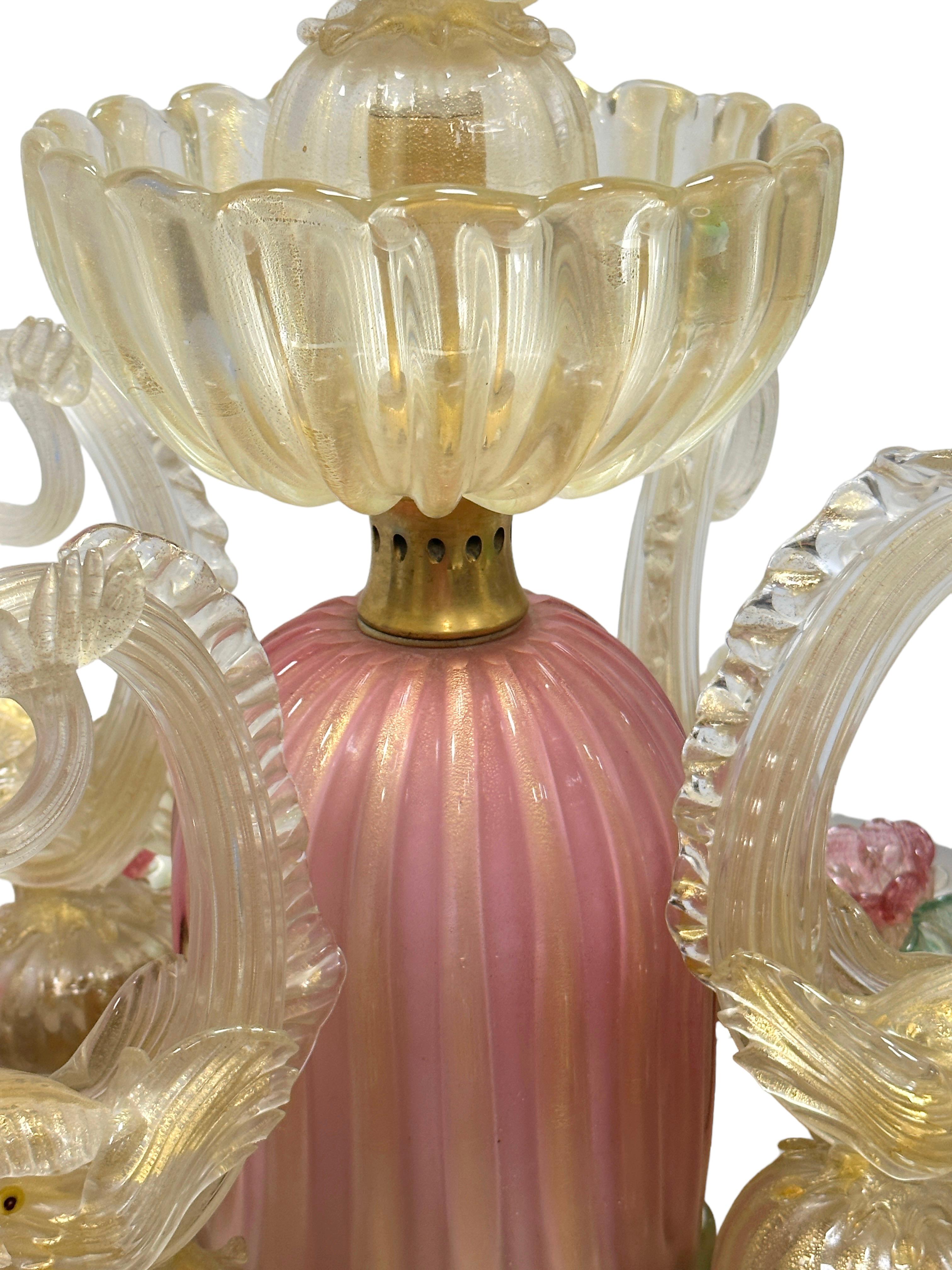 Superbe fontaine en verre de Murano polychrome saupoudré d'or avec Lights Italie années 1960 en vente 5