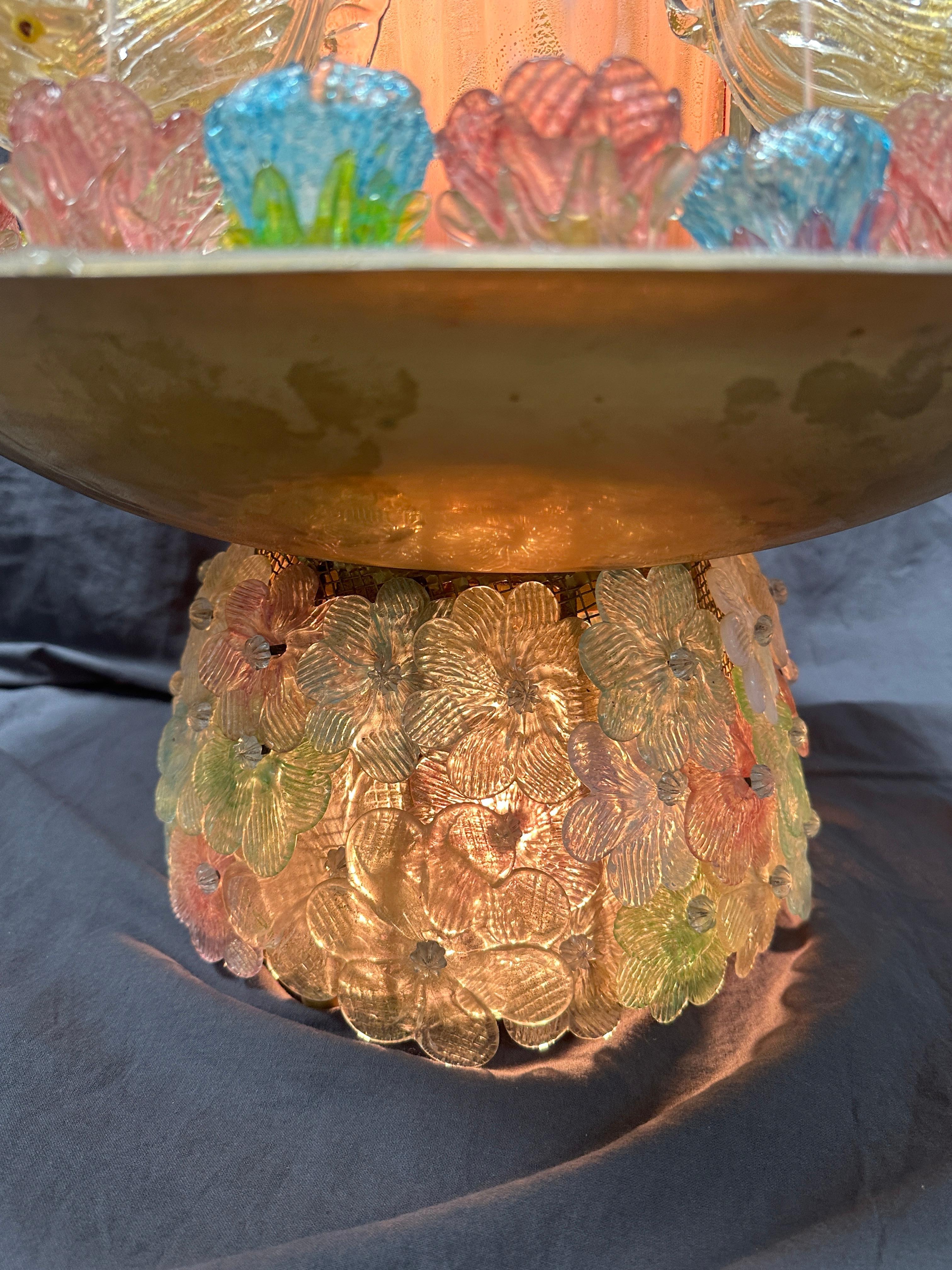 Stunning Fountain Murano Glass Gold Dusted Polychrome with Lighting Italy 1960s For Sale 12