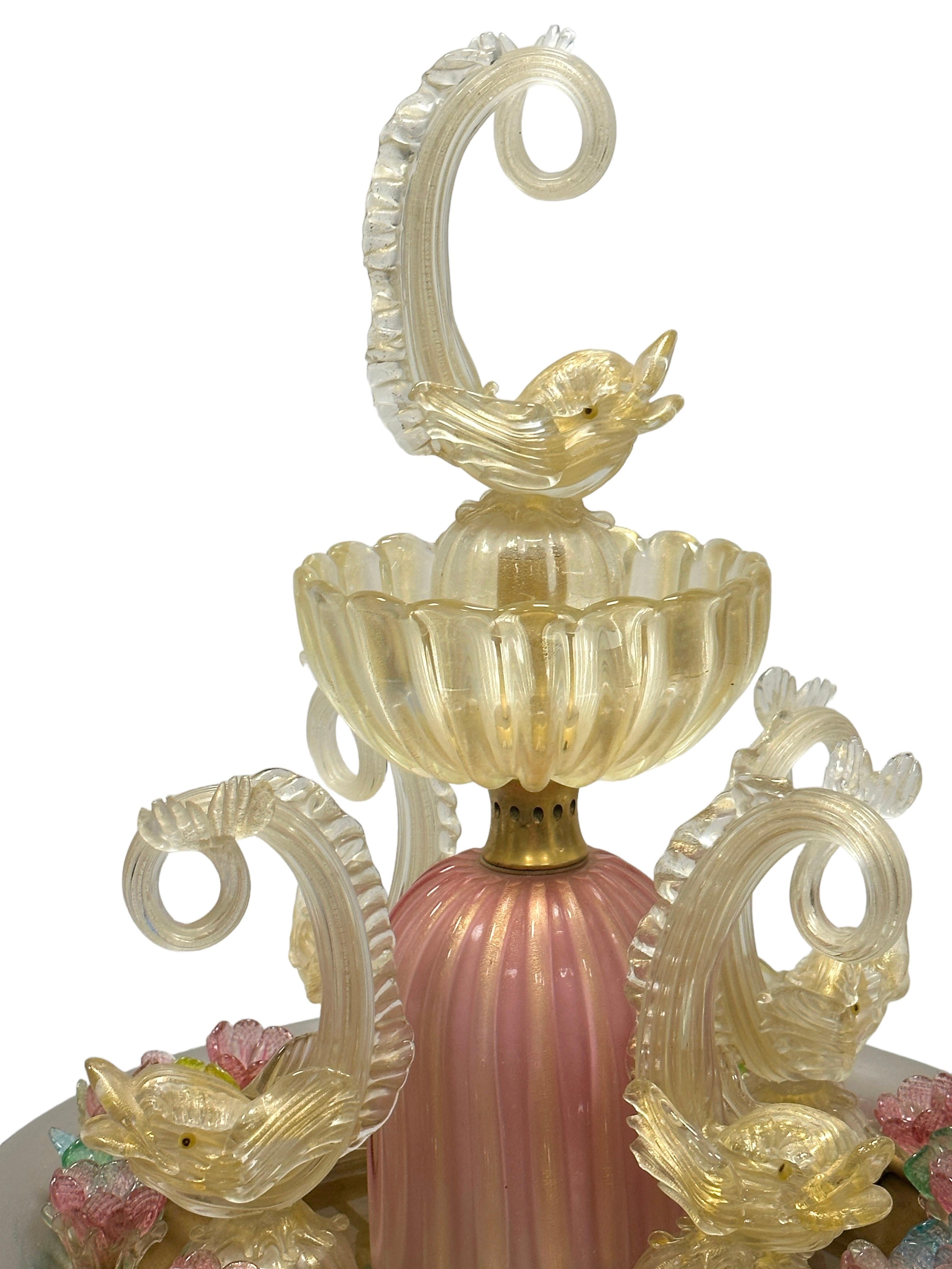 Stunning Fountain Murano Glass Gold Dusted Polychrome with Lighting Italy 1960s In Good Condition For Sale In Nuernberg, DE