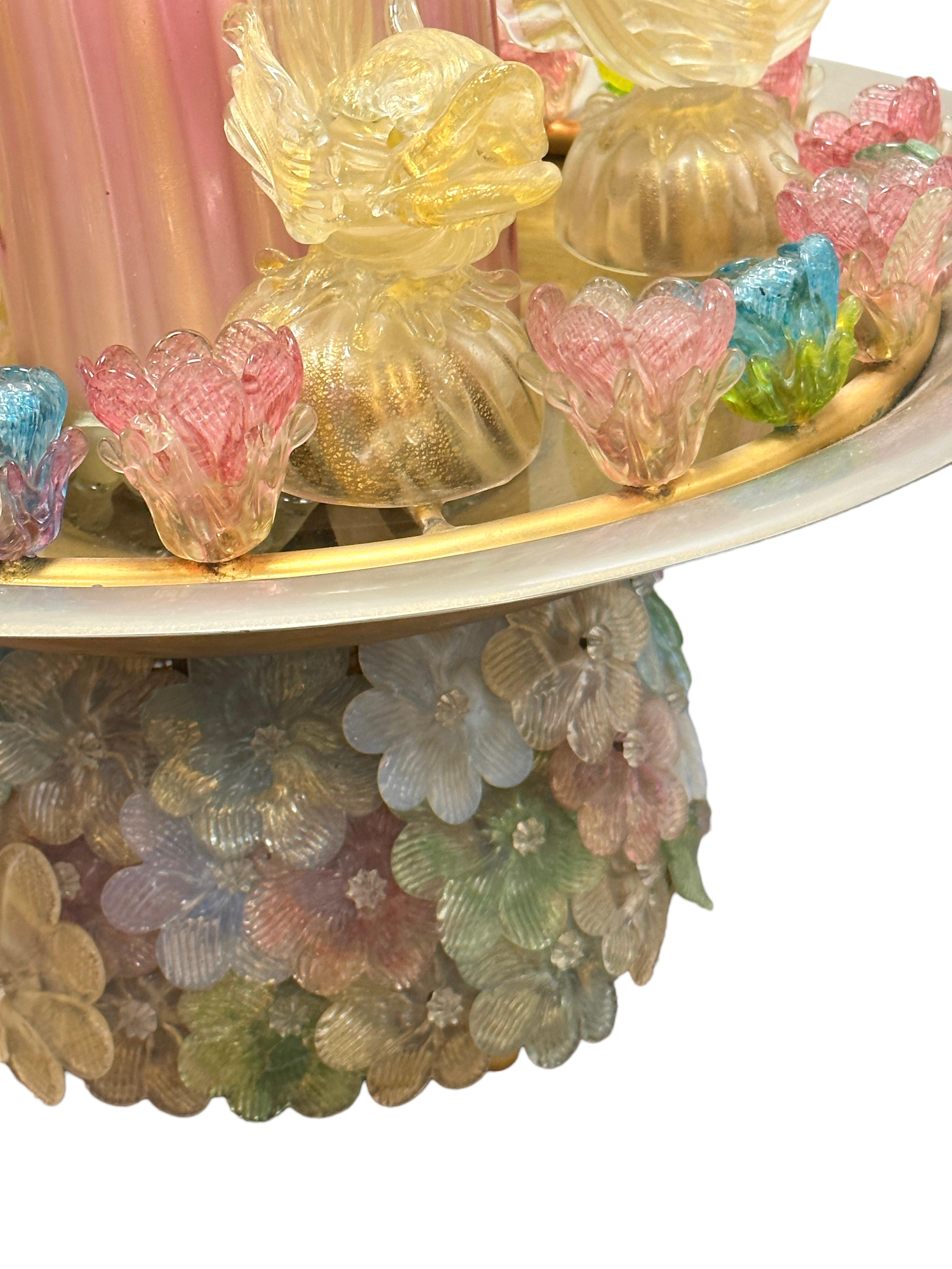 Stunning Fountain Murano Glass Gold Dusted Polychrome with Lighting Italy 1960s For Sale 1