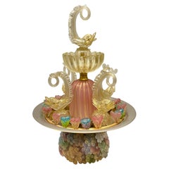 Vintage Stunning Fountain Murano Glass Gold Dusted Polychrome with Lighting Italy 1960s
