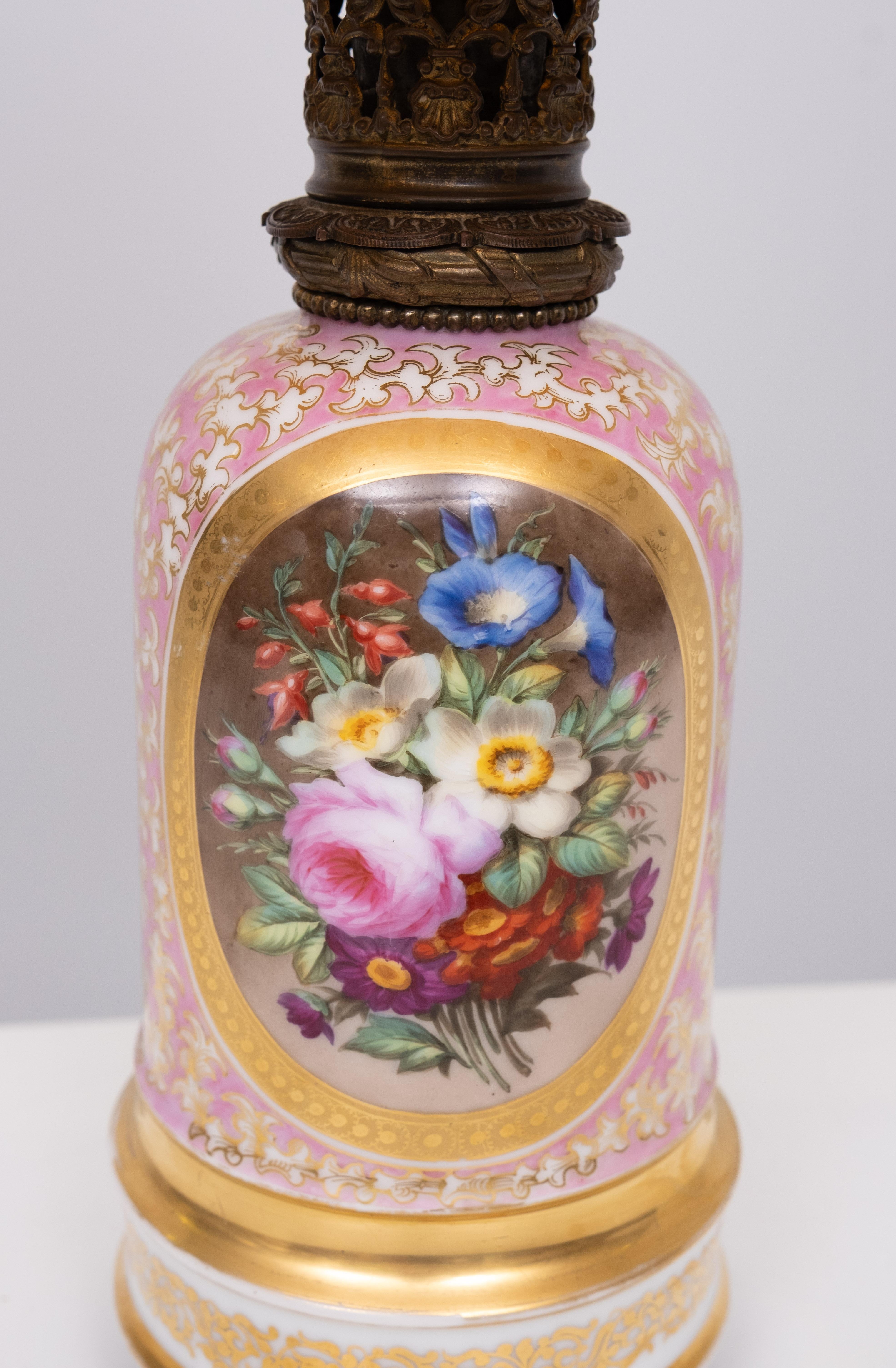 Louis XVI Stunning France Sevres Porcelain Hand Painted Table lamp 1880s For Sale