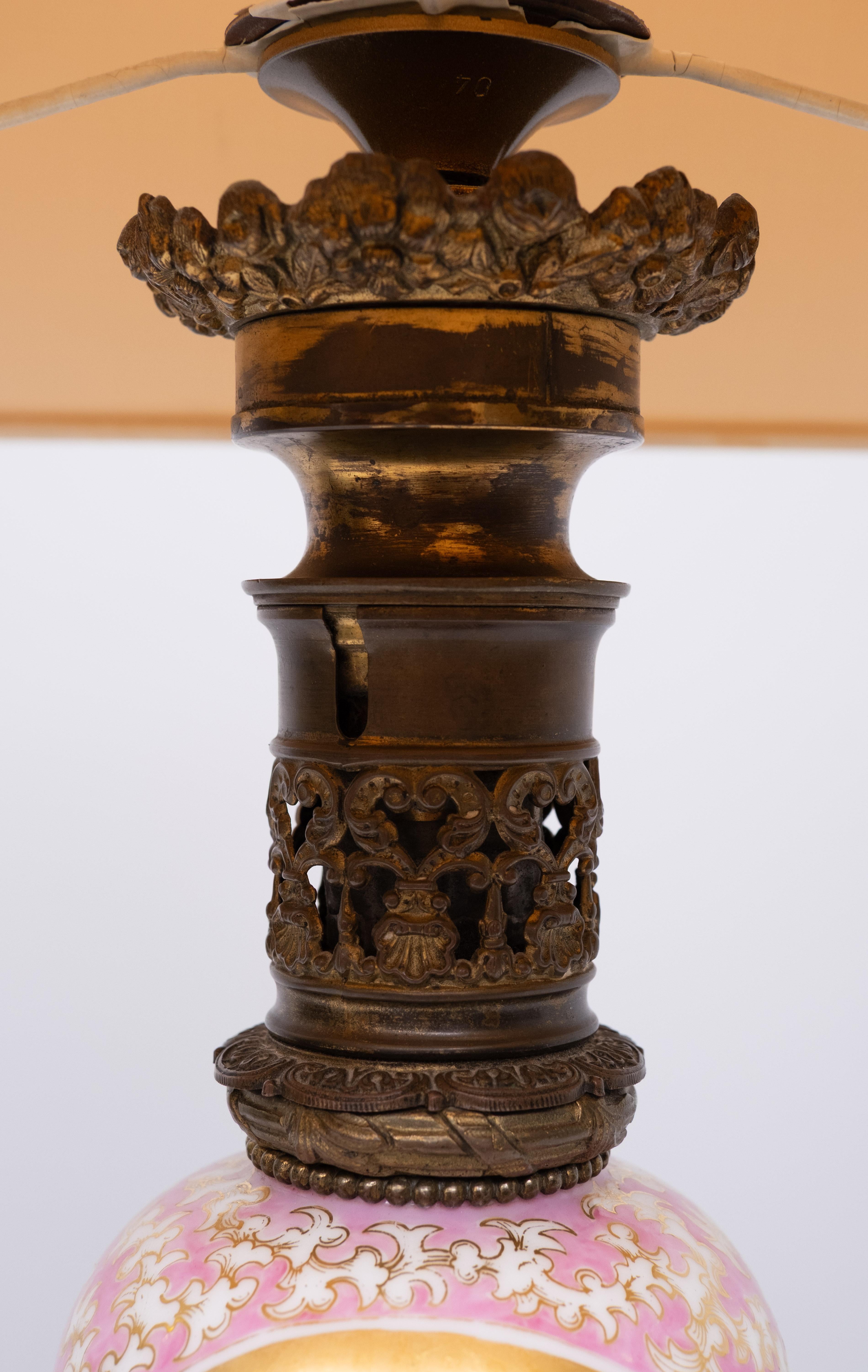 French Stunning France Sevres Porcelain Hand Painted Table lamp 1880s For Sale