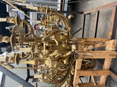 Stunning, French antique solid bronze baroque 7ft tall chandelier