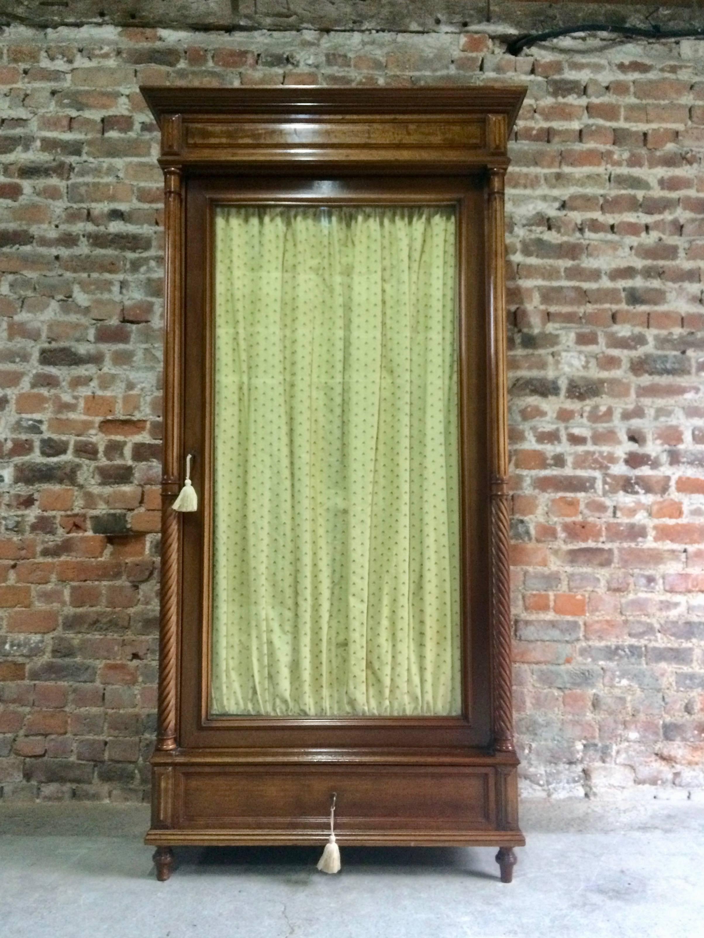 Atemberaubende Französisch Armoire Kleiderschrank Mahagoni Glasfront antik:: 19 5
