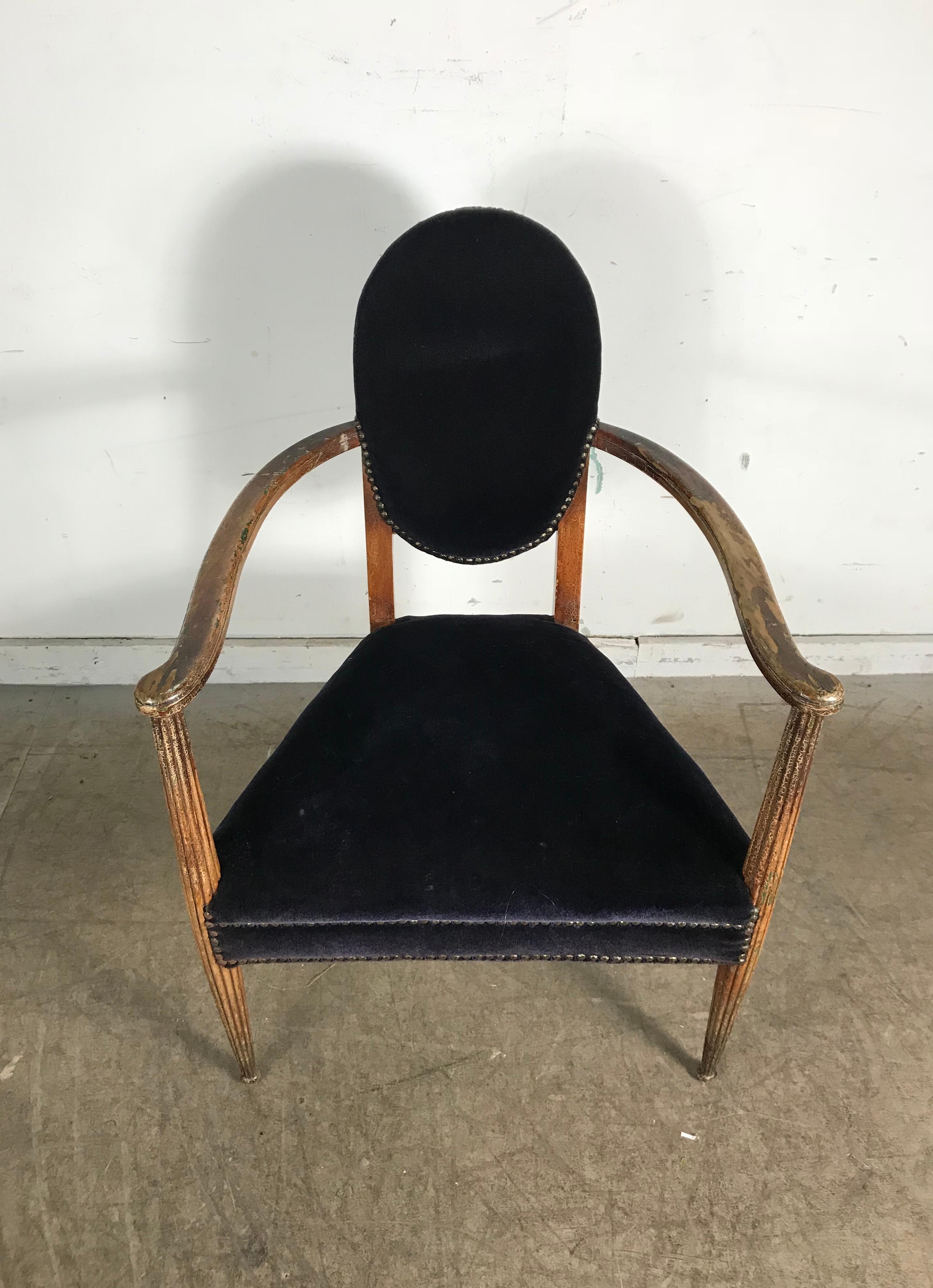 Stunning French Art Deco Arm, Lounge Chair In Distressed Condition In Buffalo, NY