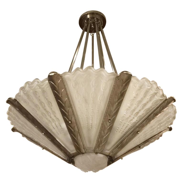 Stunning French Art Deco Chandelier by Gênet et Michon For Sale