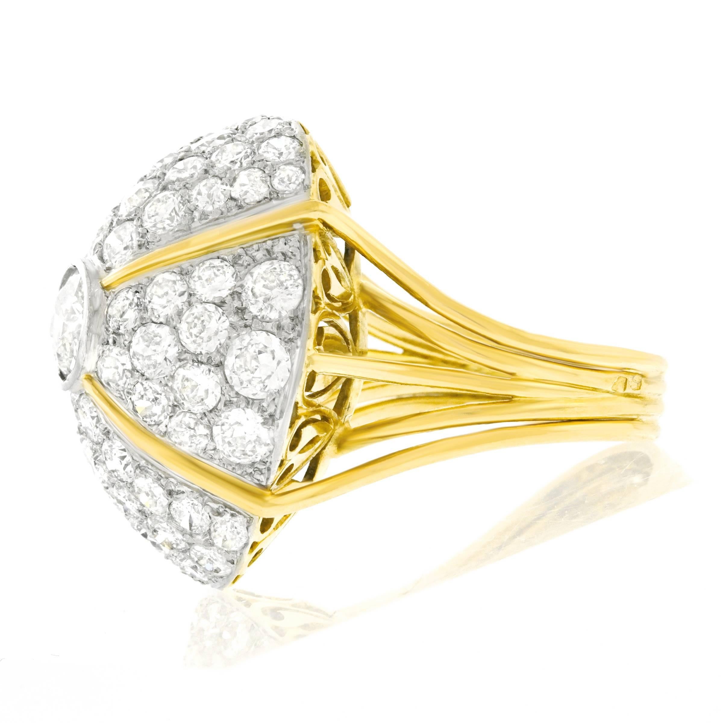 Stunning French Art Deco Diamond Cocktail Ring in Platinum 3