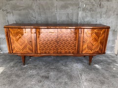 Stunning French Art Deco Rosewood Marquetry Sideboard, 1940s