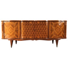 Vintage Stunning French Art Deco Rosewood Marquetry Sideboard, 1940s