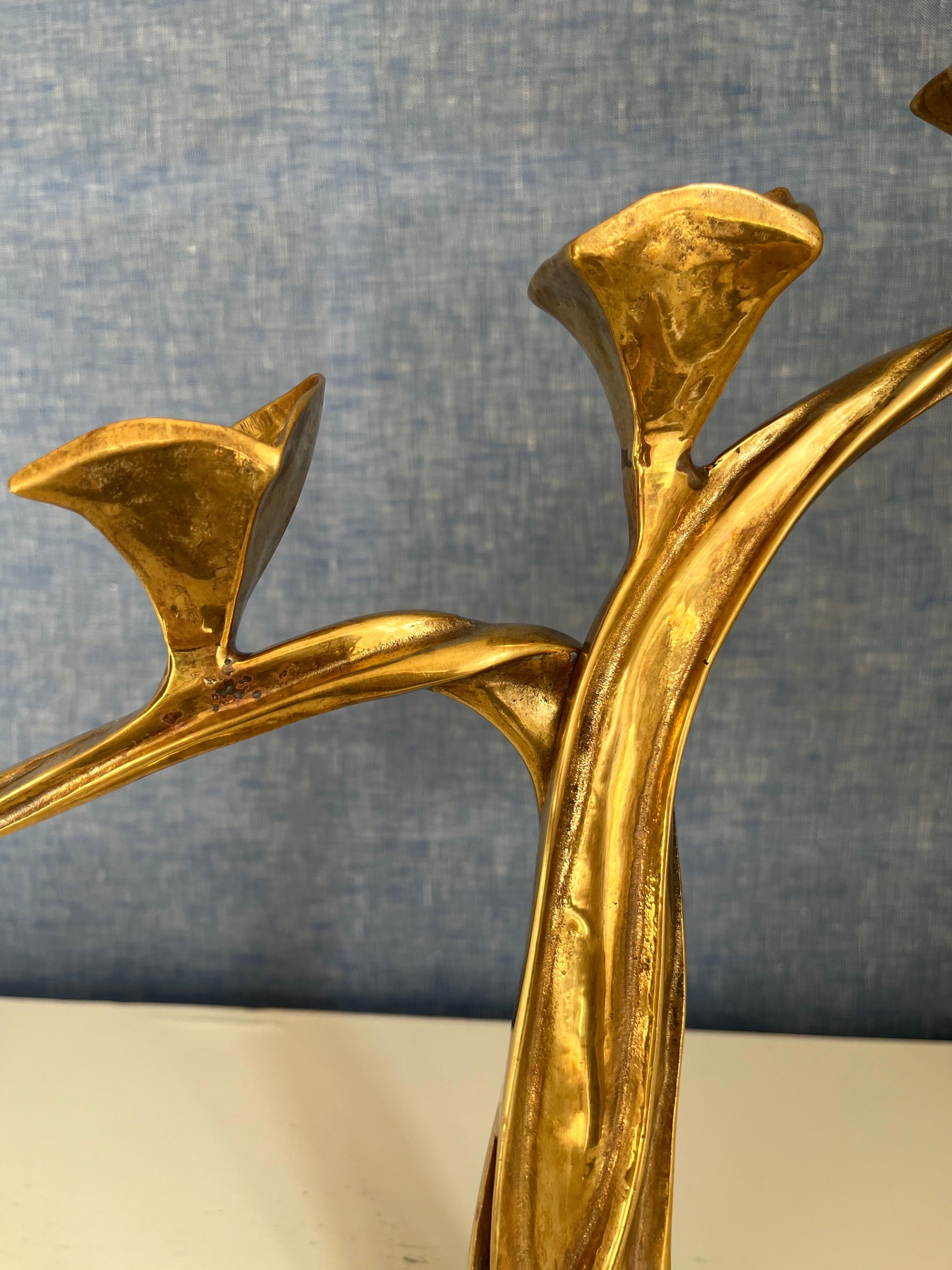 Superbe candélabre Art nouveau français en laiton, années 1940 en vente 5