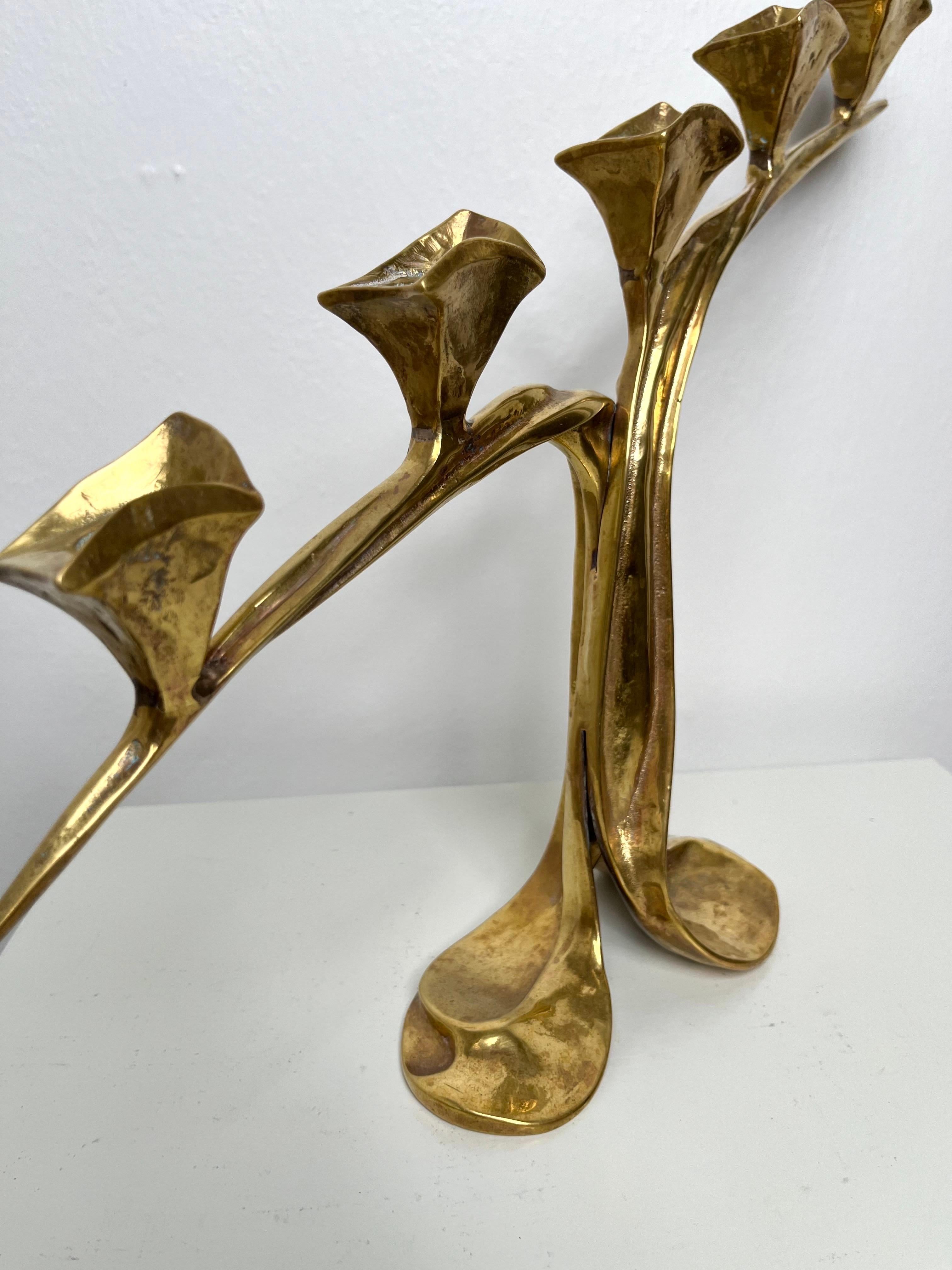 Superbe candélabre Art nouveau français en laiton, années 1940 en vente 7