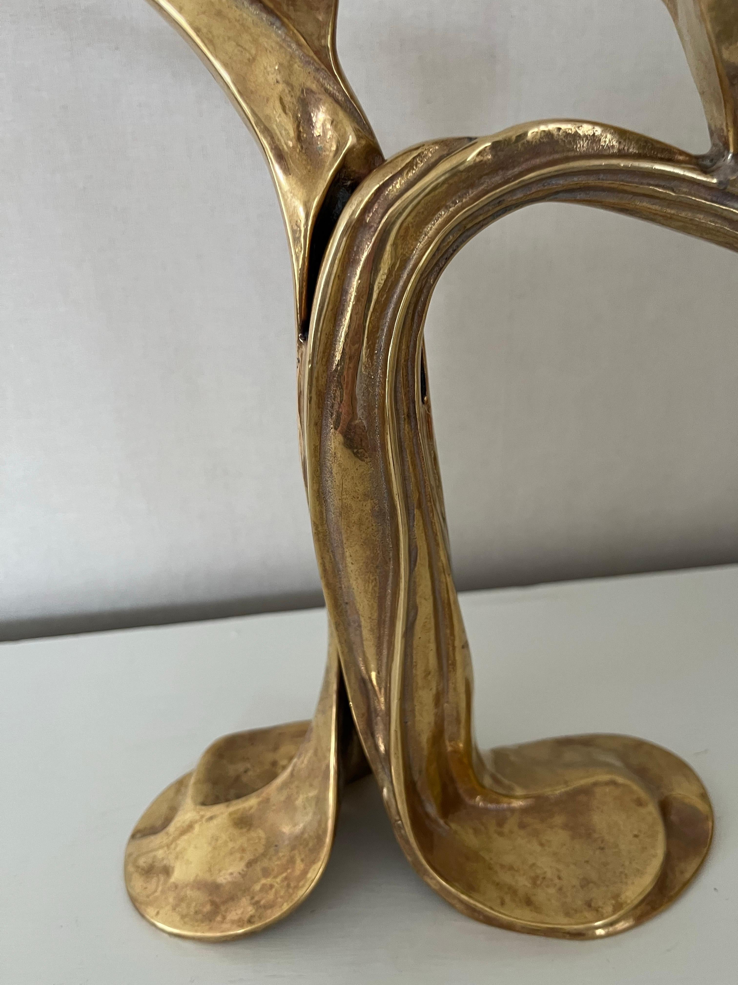 Superbe candélabre Art nouveau français en laiton, années 1940 en vente 8