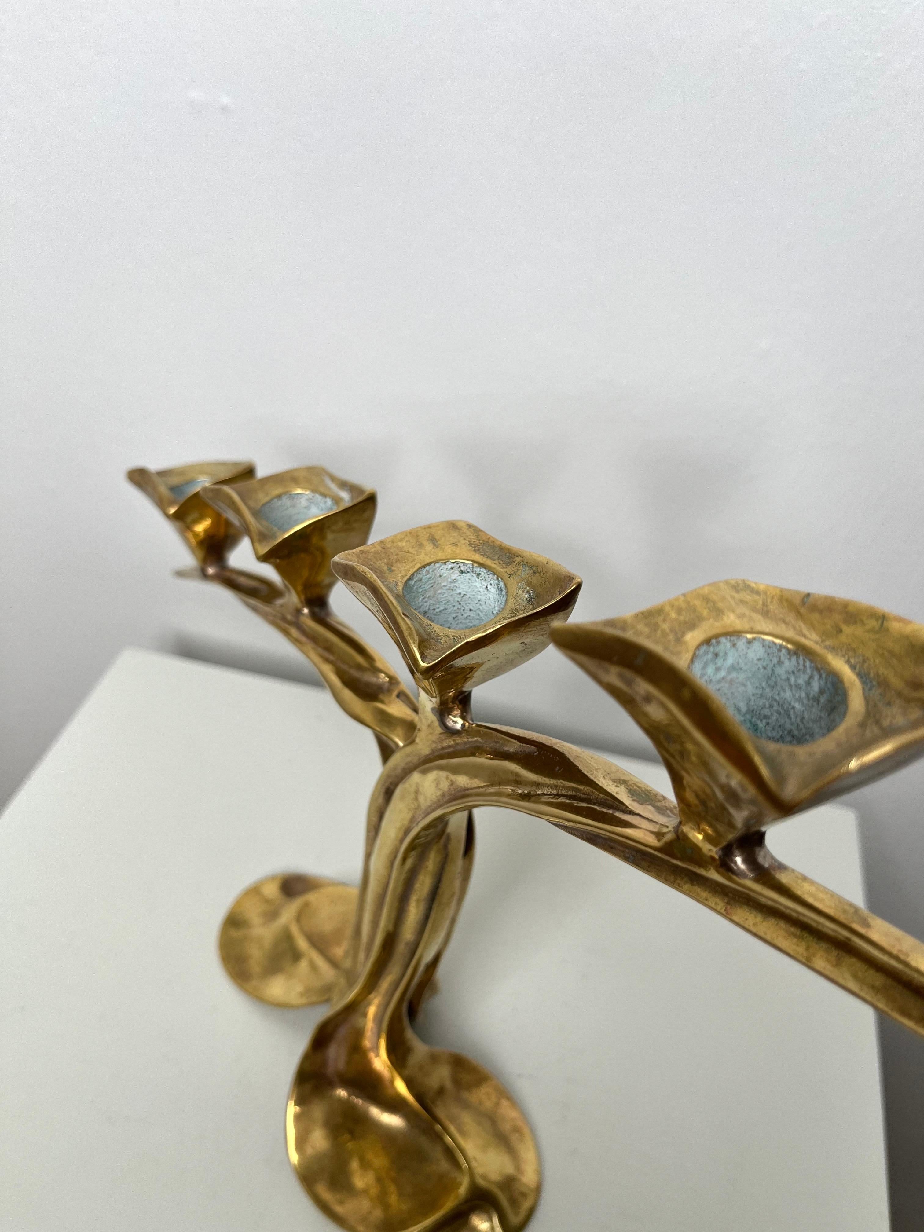 Superbe candélabre Art nouveau français en laiton, années 1940 en vente 10