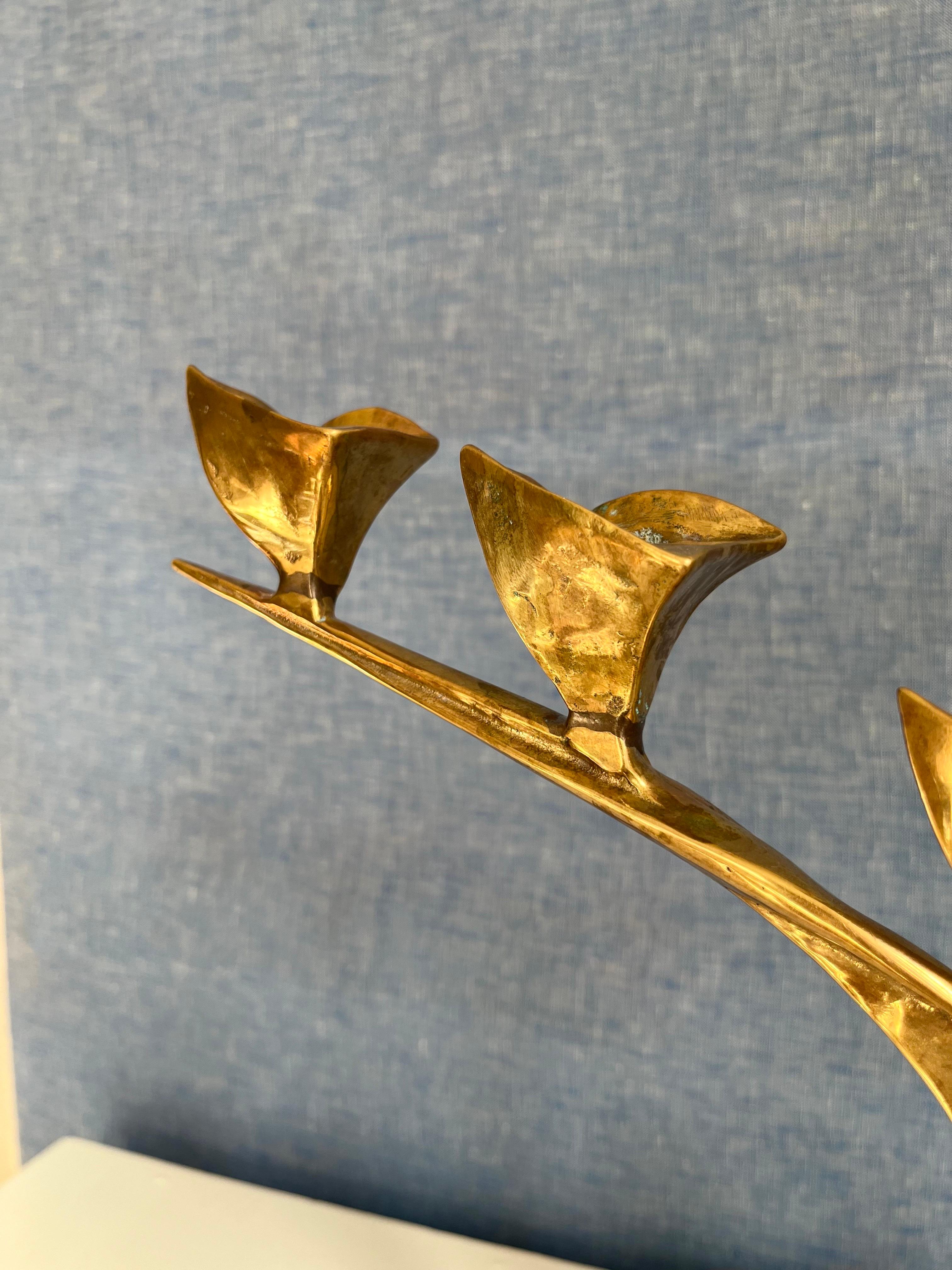 Superbe candélabre Art nouveau français en laiton, années 1940 en vente 2