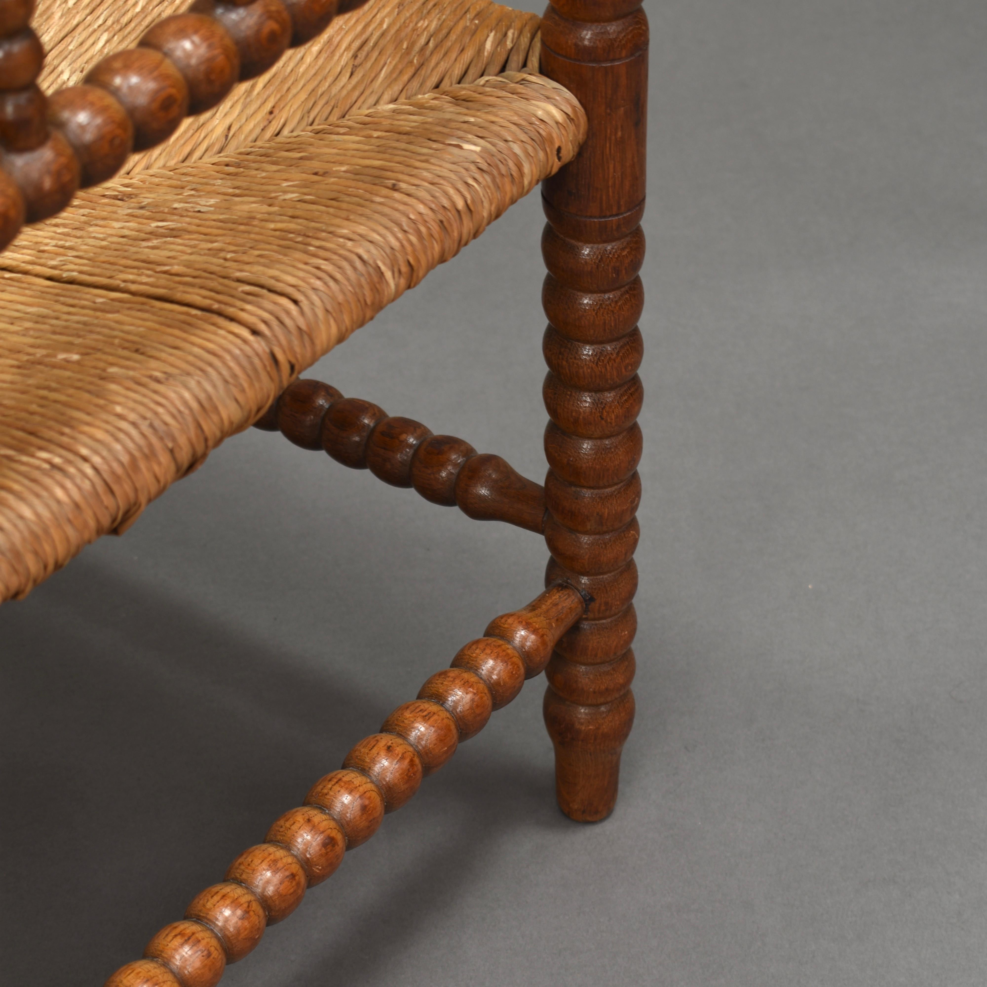 Stunning French Corner Chair in Turned Oak and Cane, France, 1930-1940 For Sale 7