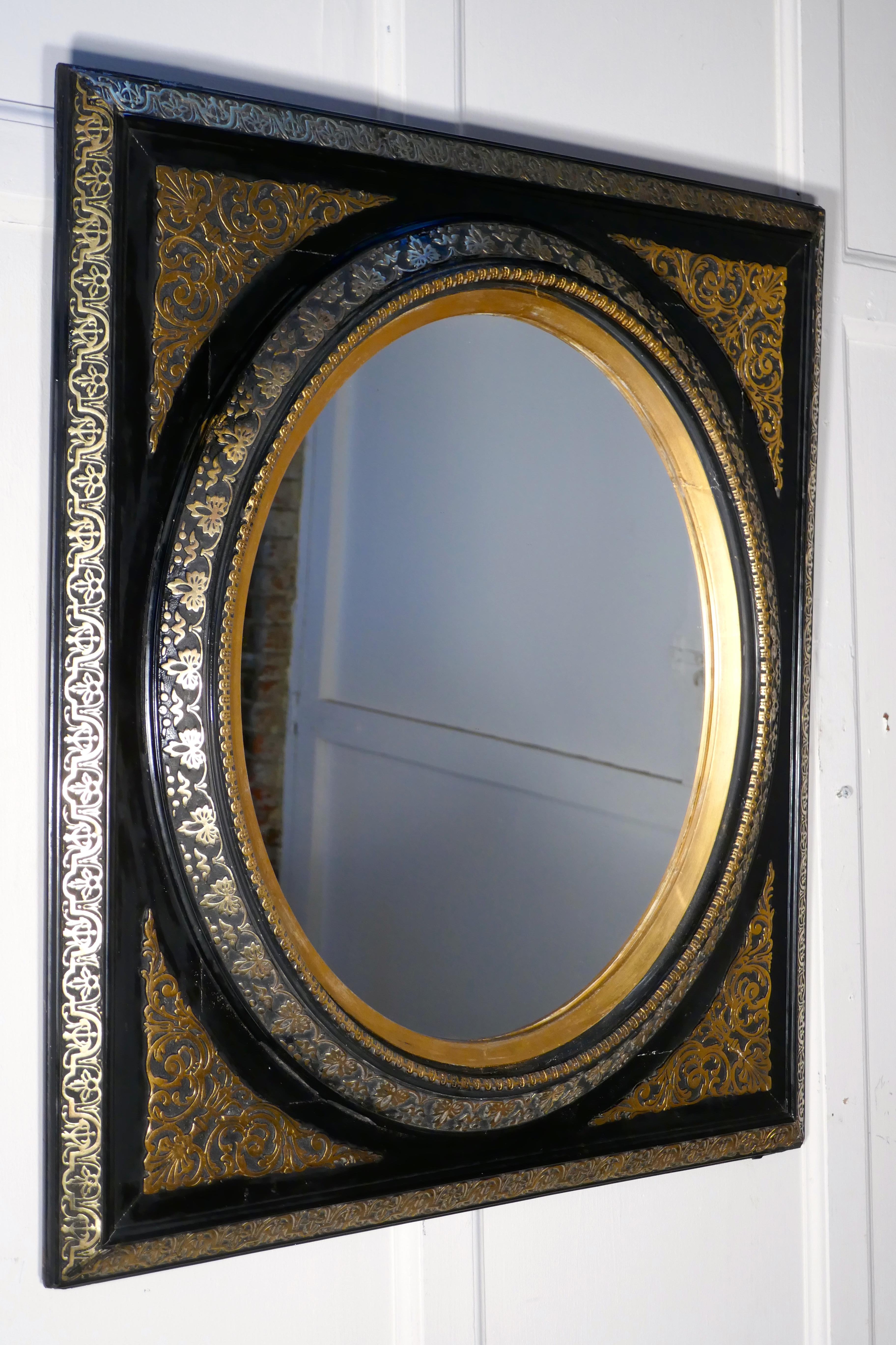 Stunning French Empire Gilt and Lacquer Wall Mirror 1