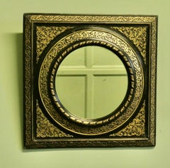 Stunning French Empire Gilt Brass and Black Lacquer Wall Mirror