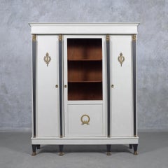 French Empire Bookcase: A Symphony of Mahogany, Brass, and Glass Elegance
