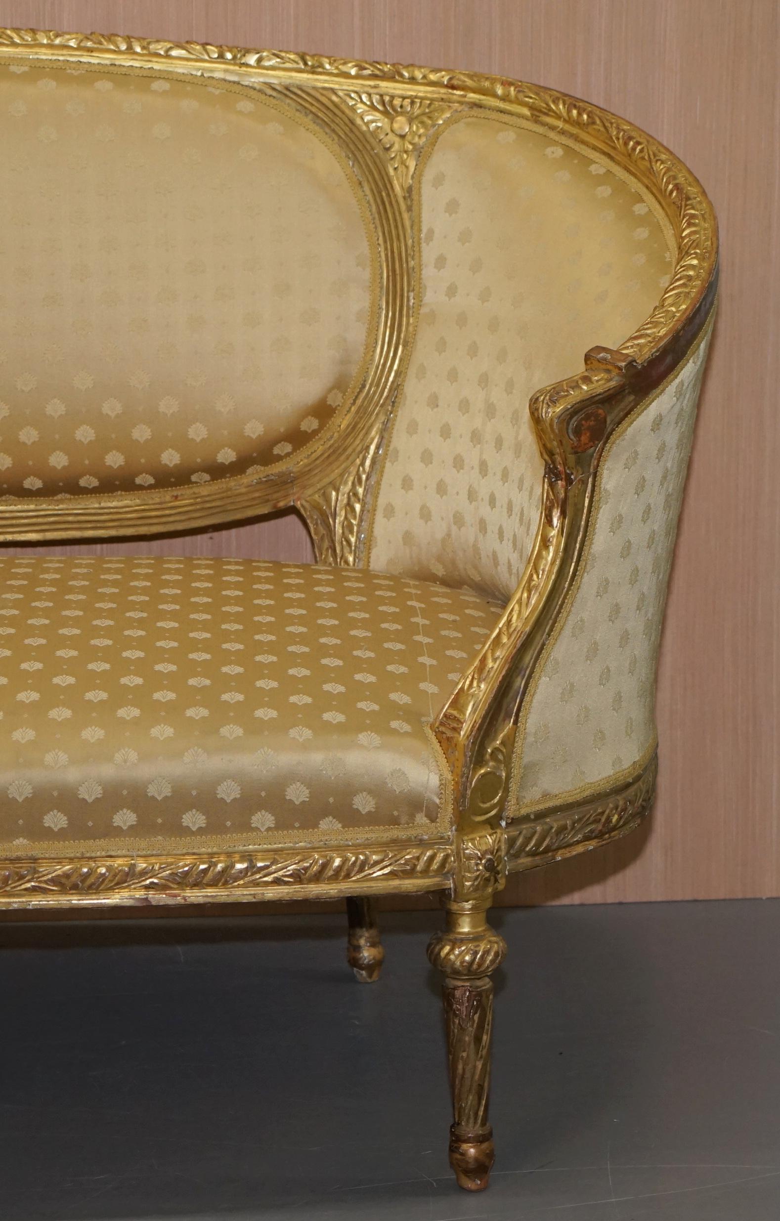 Stunning French Giltwood Napoleon III circa 1870 Salon Sofa Settee Part of Suite 6