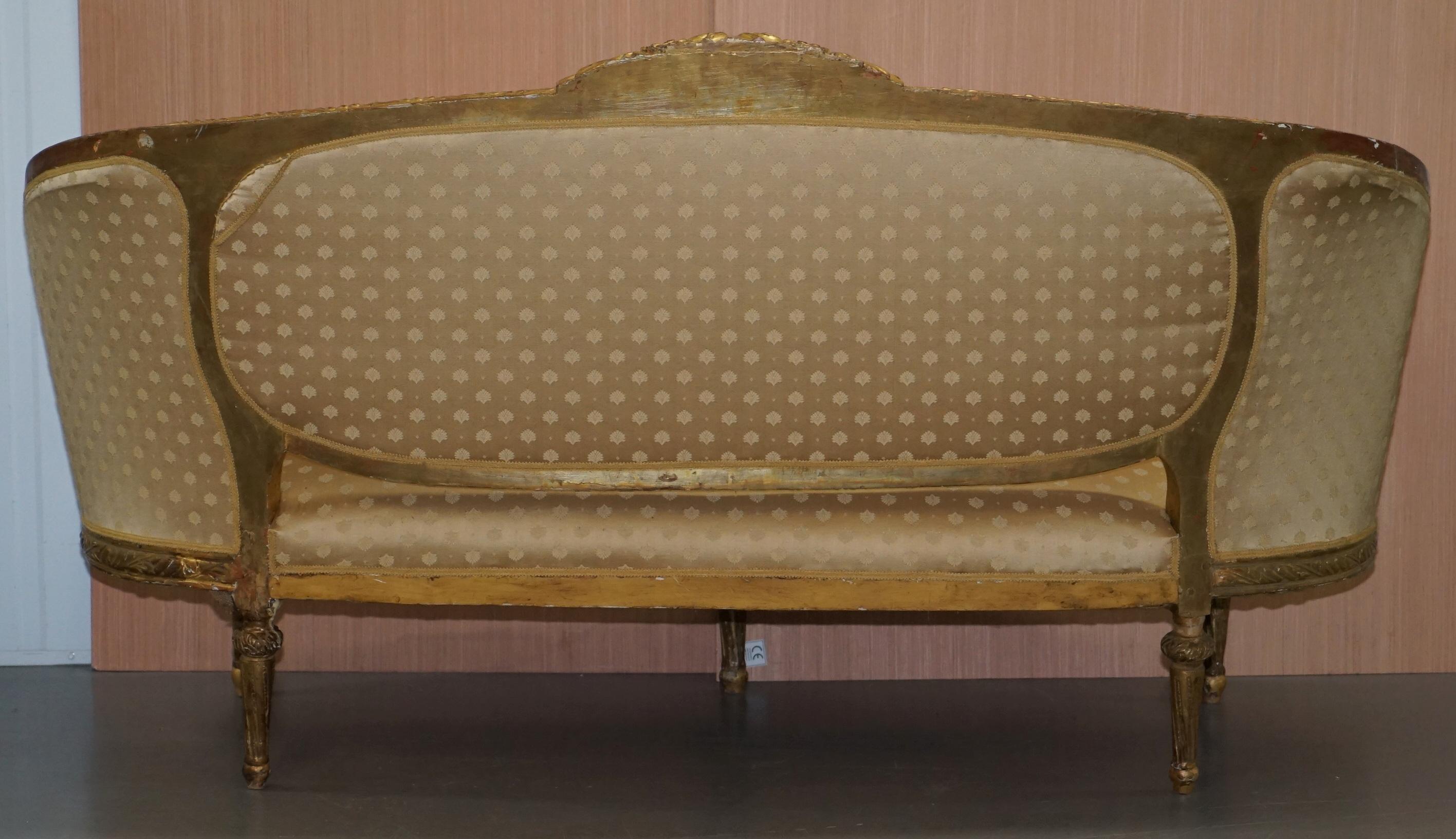 Stunning French Giltwood Napoleon III circa 1870 Salon Sofa Settee Part of Suite 10