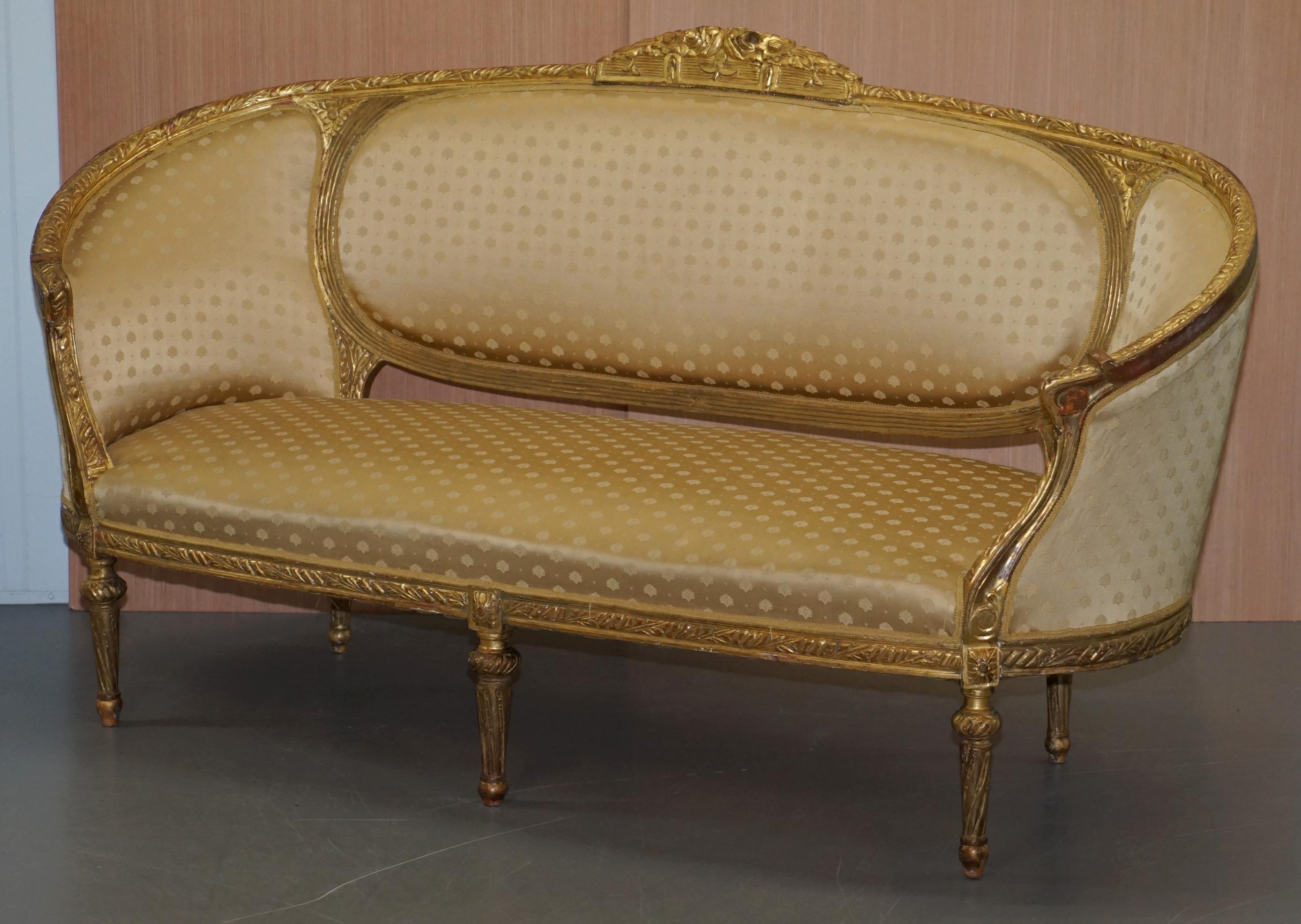 Victorian Stunning French Giltwood Napoleon III circa 1870 Salon Sofa Settee Part of Suite