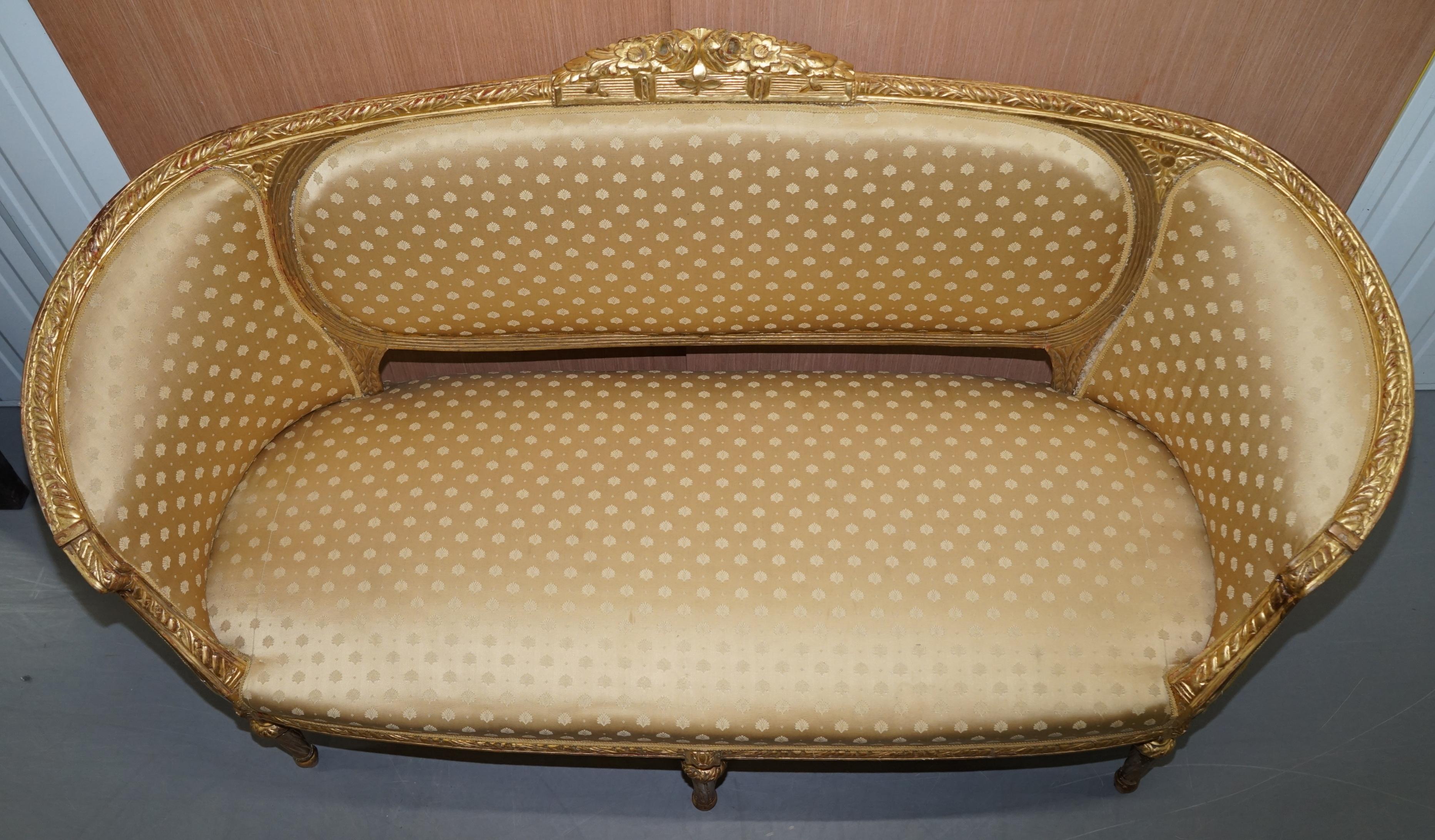 Hand-Crafted Stunning French Giltwood Napoleon III circa 1870 Salon Sofa Settee Part of Suite