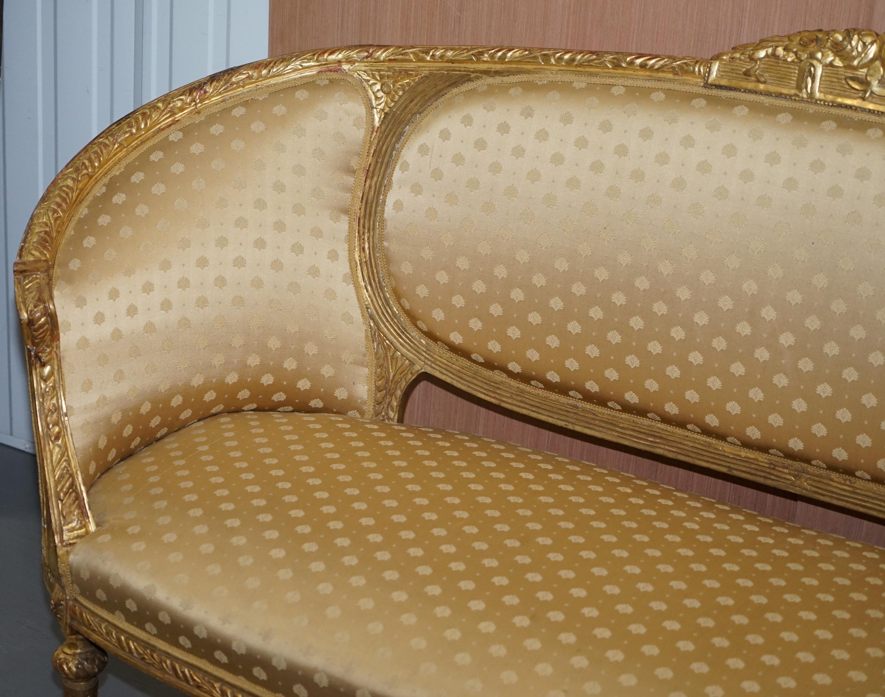 Upholstery Stunning French Giltwood Napoleon III circa 1870 Salon Sofa Settee Part of Suite