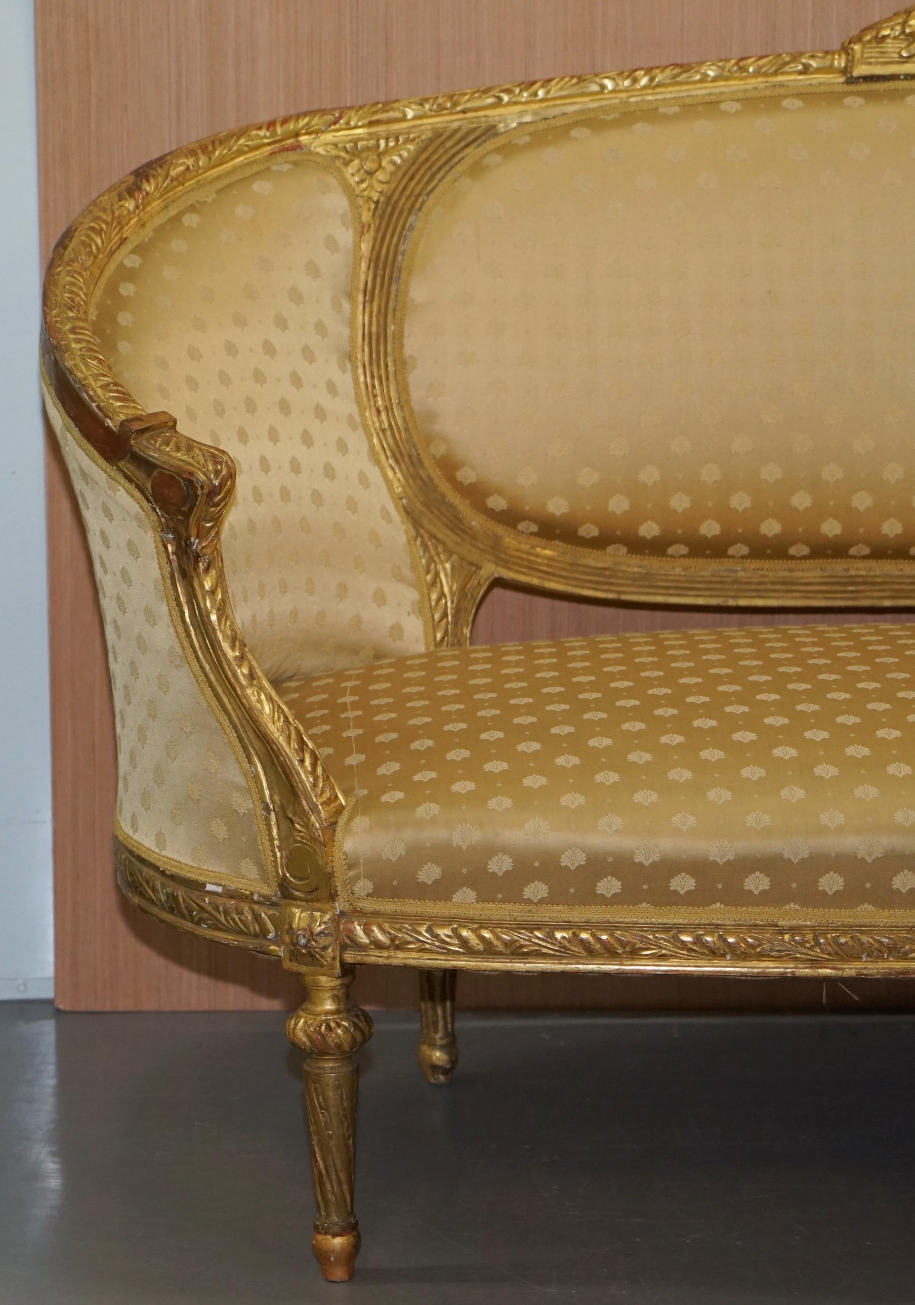 Stunning French Giltwood Napoleon III circa 1870 Salon Sofa Settee Part of Suite 2
