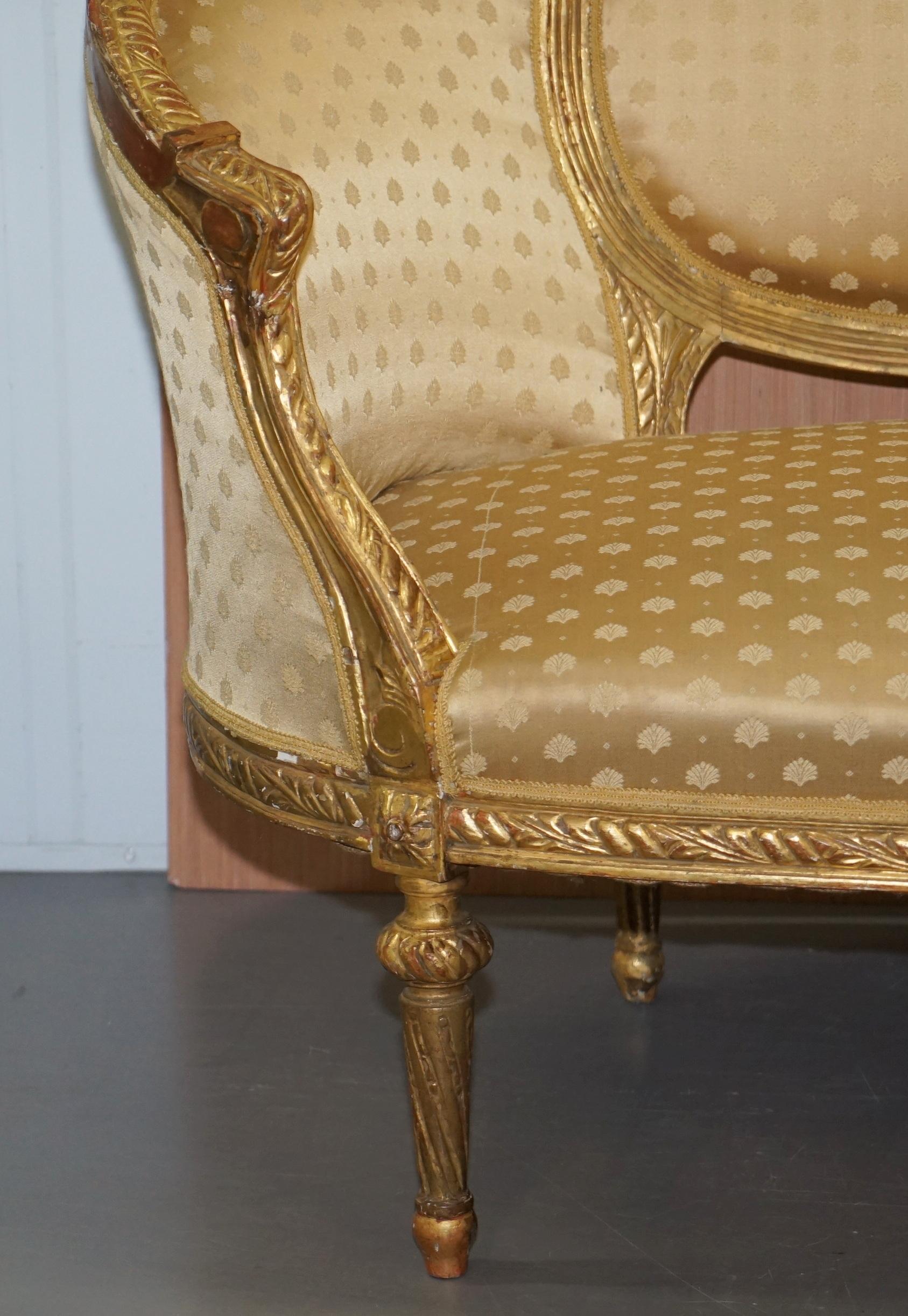 Stunning French Giltwood Napoleon III circa 1870 Salon Sofa Settee Part of Suite 3