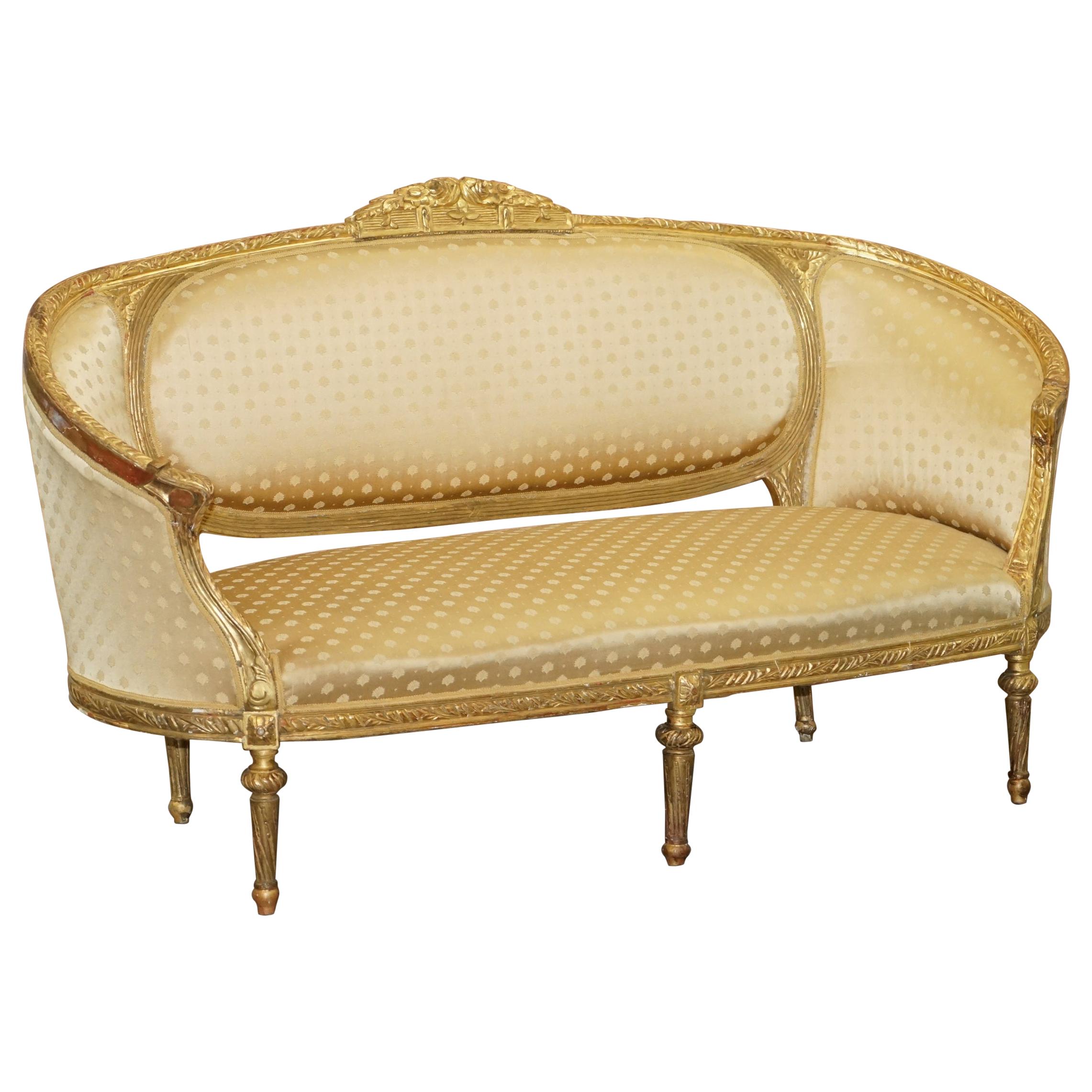 Stunning French Giltwood Napoleon III circa 1870 Salon Sofa Settee Part of Suite