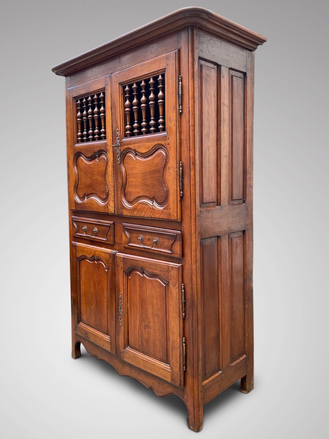Hand-Carved Stunning French Mangeadou or Pantry in Walnut from the Provence