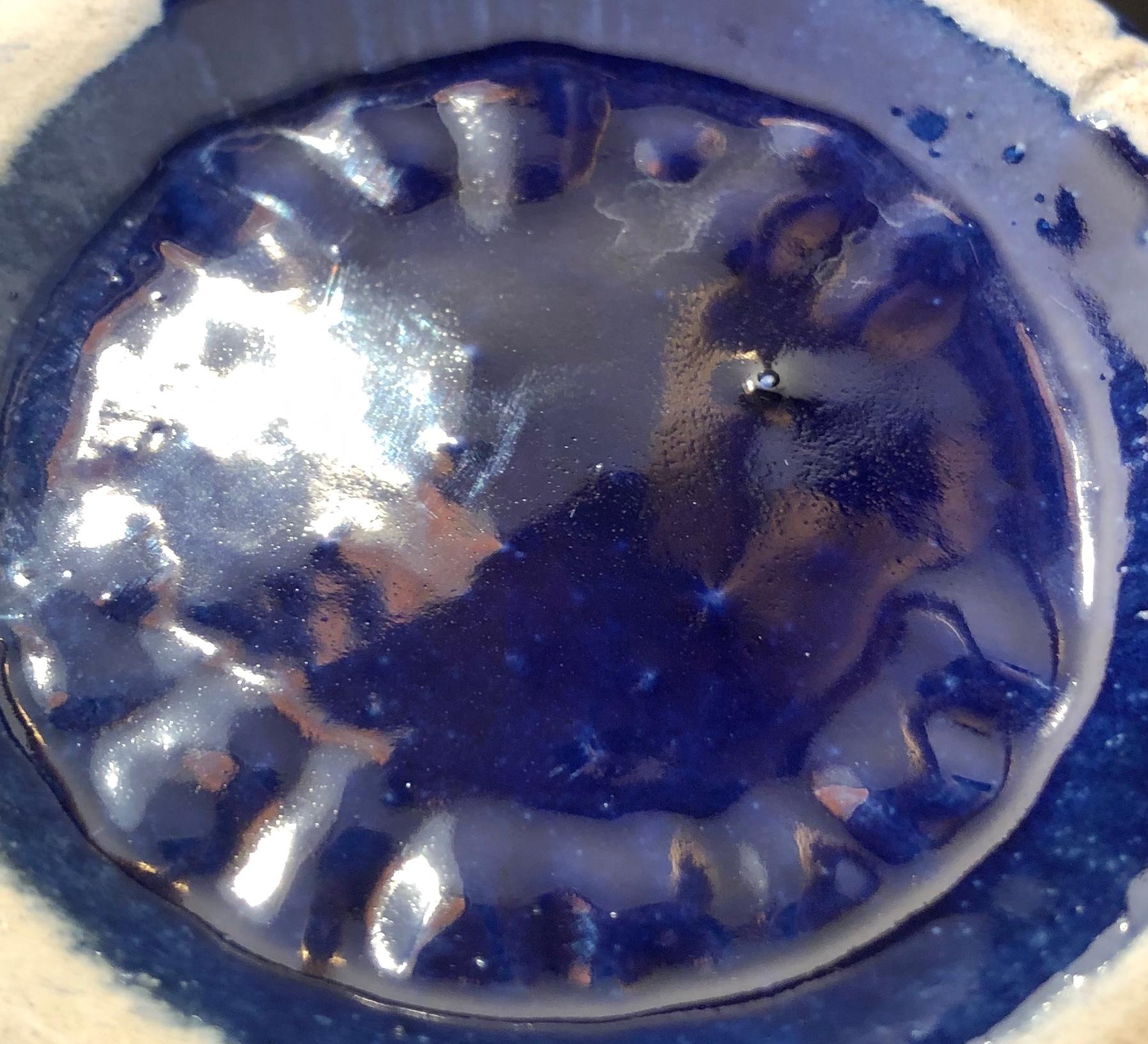 French Midcentury Cobalt Blue Ceramic Vase, Manner of Edmond Lachenal In Good Condition For Sale In Miami, FL