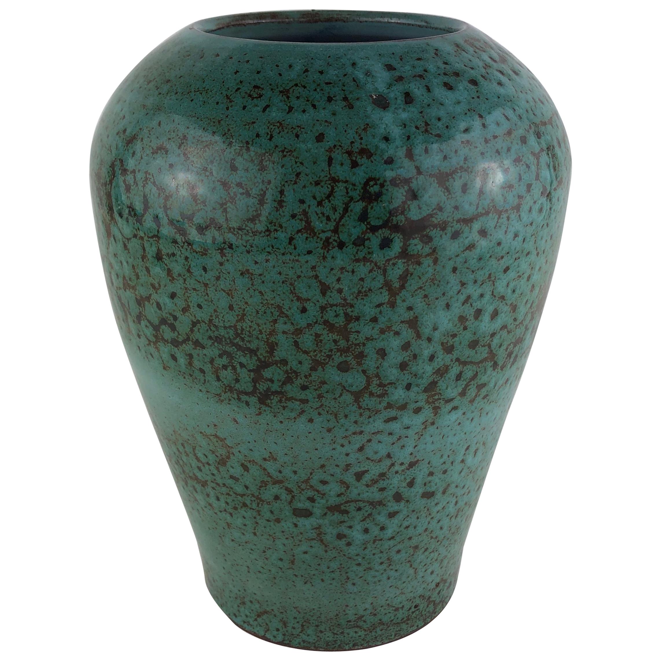 Stunning French Midcentury Vase Turquoise in the Style of Accolay Ceramics