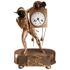 Stunning French Restauration Ormolu Harlequin Mantel Clock