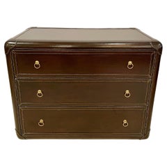 Stunning French Stitched Leather Clad 3-Drawer Cabinet