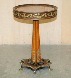 STUNNiNG FRENCH VINTAGE BURR WALNUT & GILT BRASS ROUND OCCASIONAL TABLE