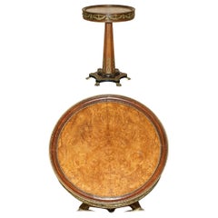 STUNNiNG FRANZÖSISCHER VINTAGE BURR WALNUSS & GILT BRASS RUNDER TISCH FÜR ANLASSEN