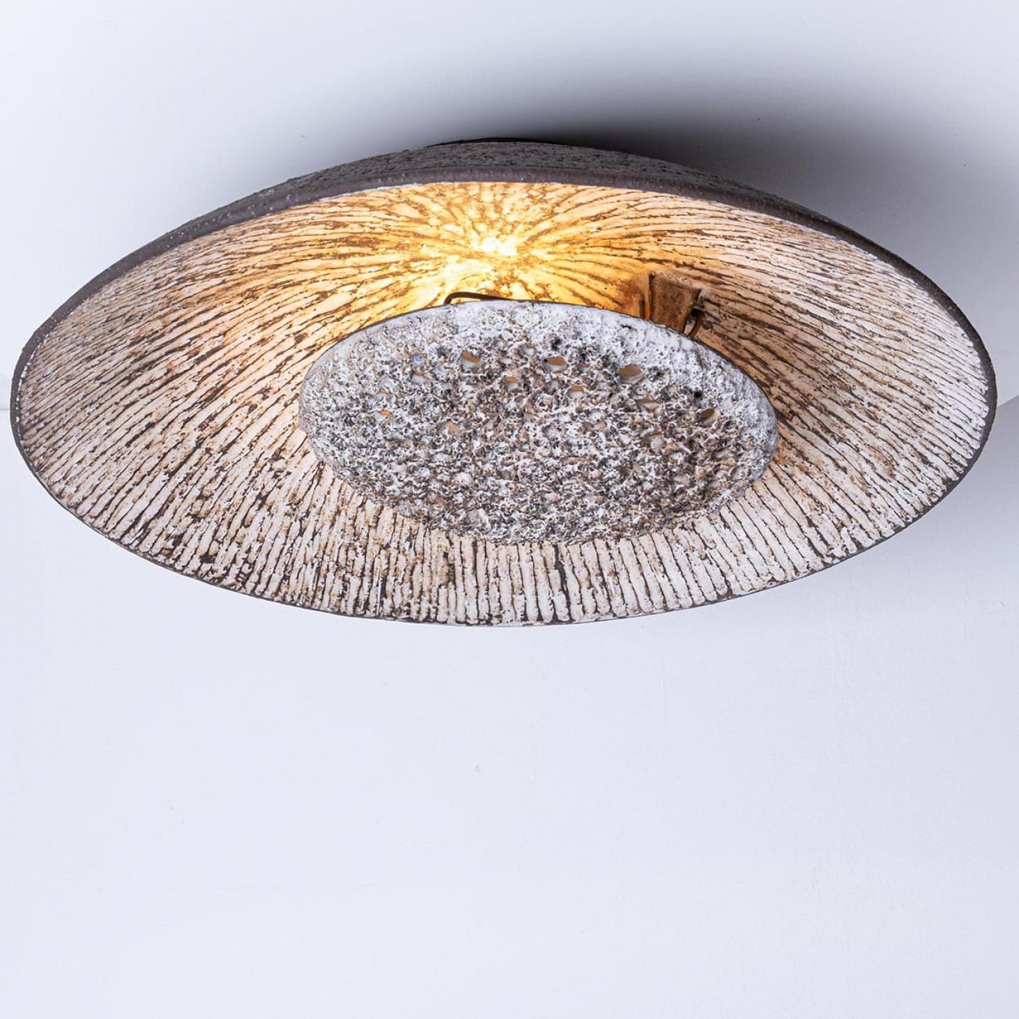 Whiting Fridtjof Sejersen Lampada da parete in ceramica bianca e marrone, Danimarca, 1960 in vendita 5